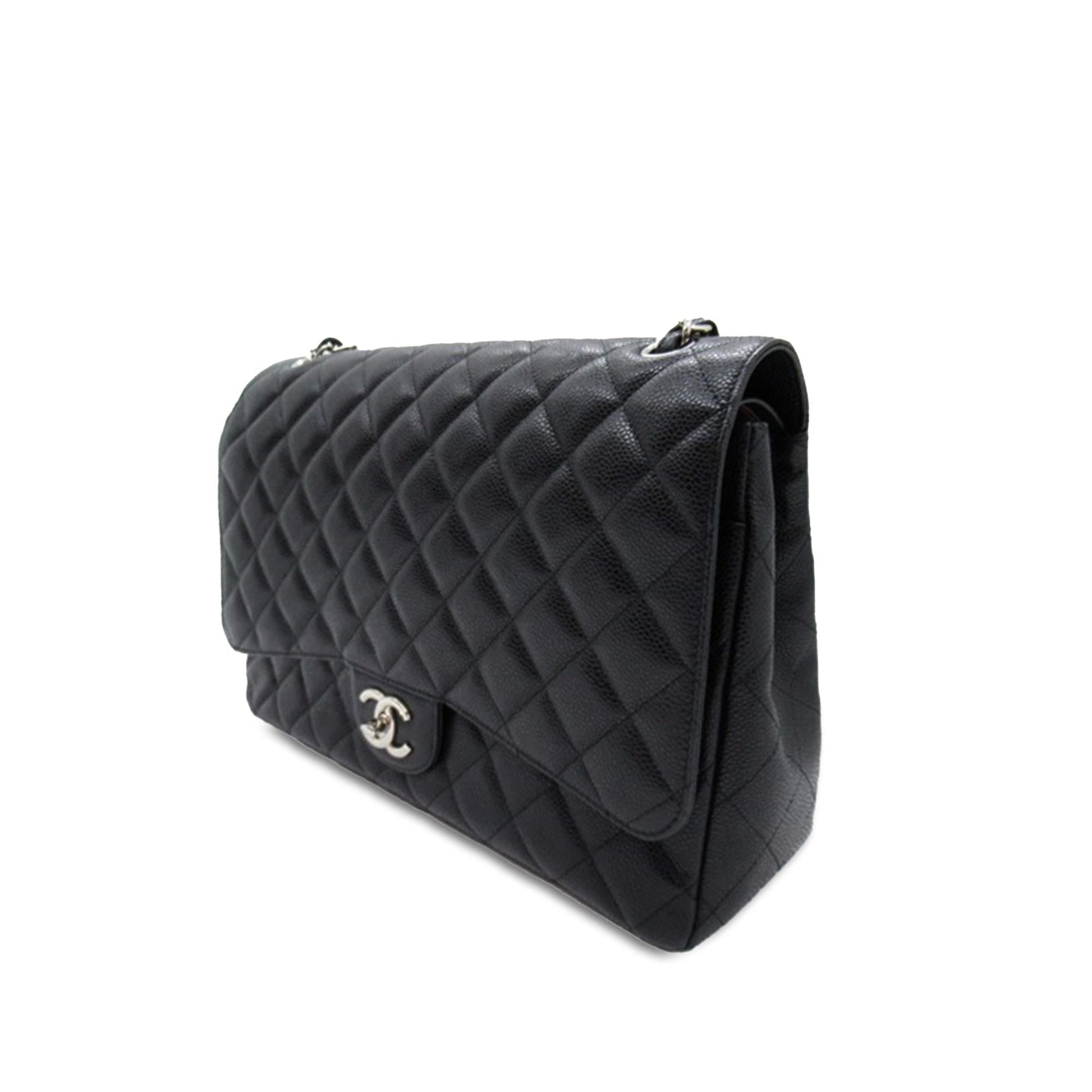 Chanel Maxi Classic Caviar Double Flap Handbag Flap 4
