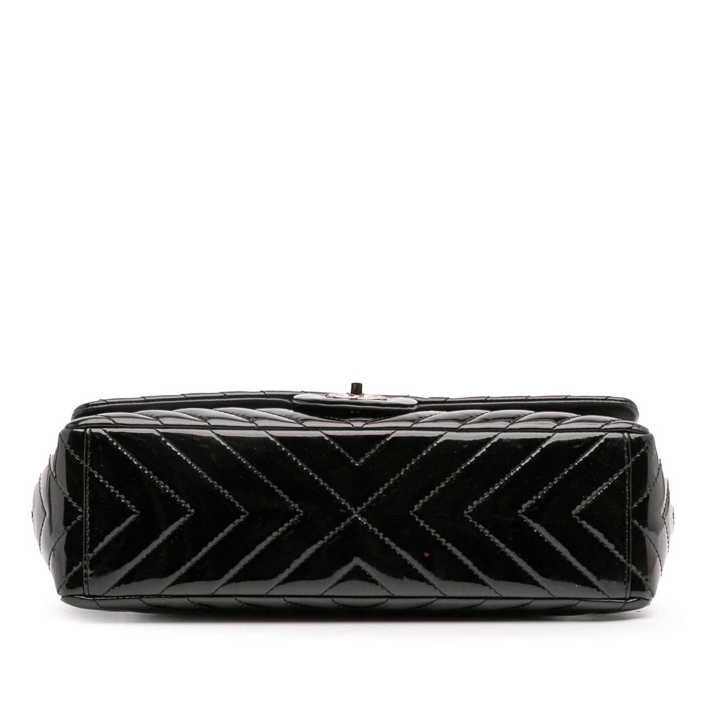 Chanel Maxi Classic Chevron Patent Single Flap Handbag