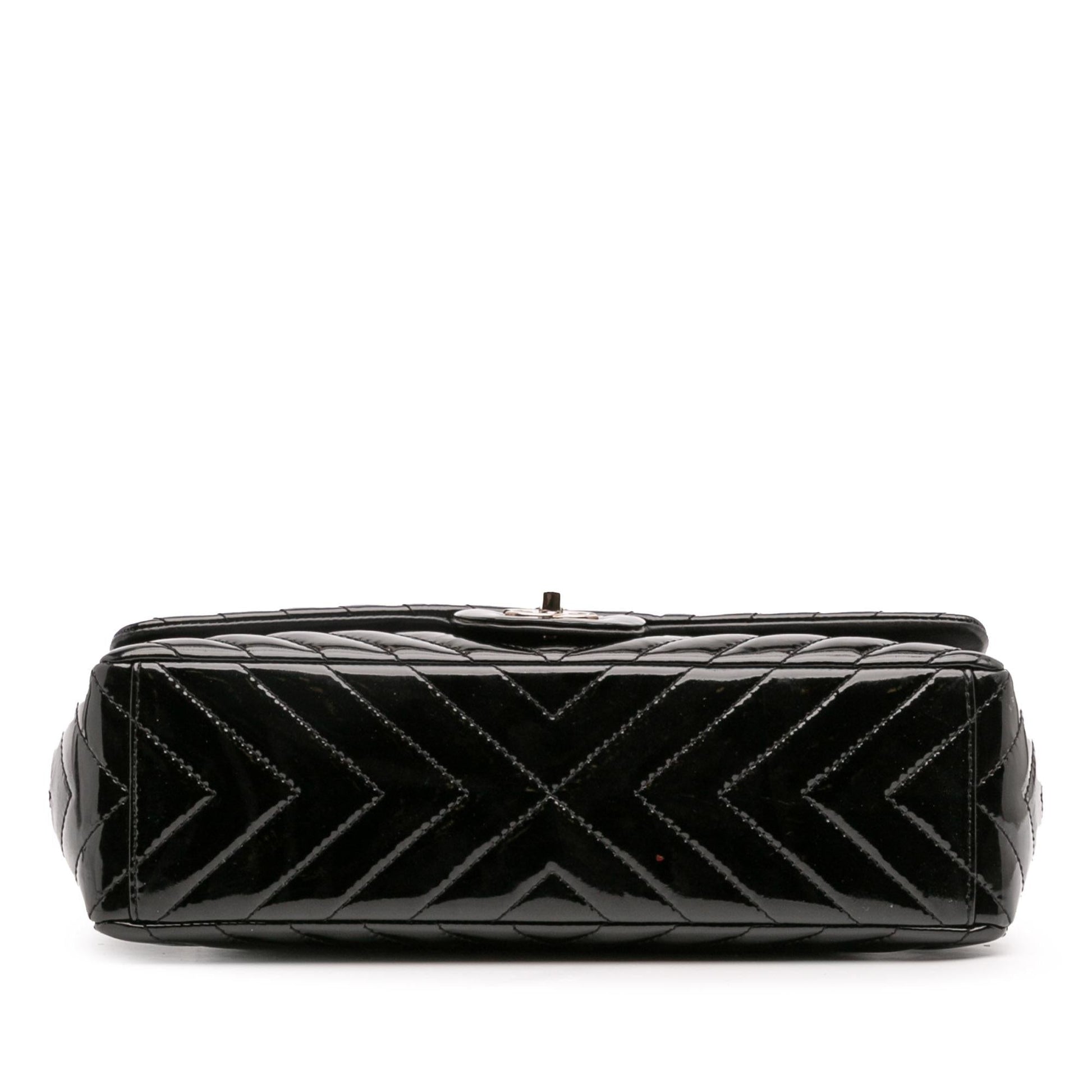 Chanel Maxi Classic Chevron Patent Single Flap Handbag