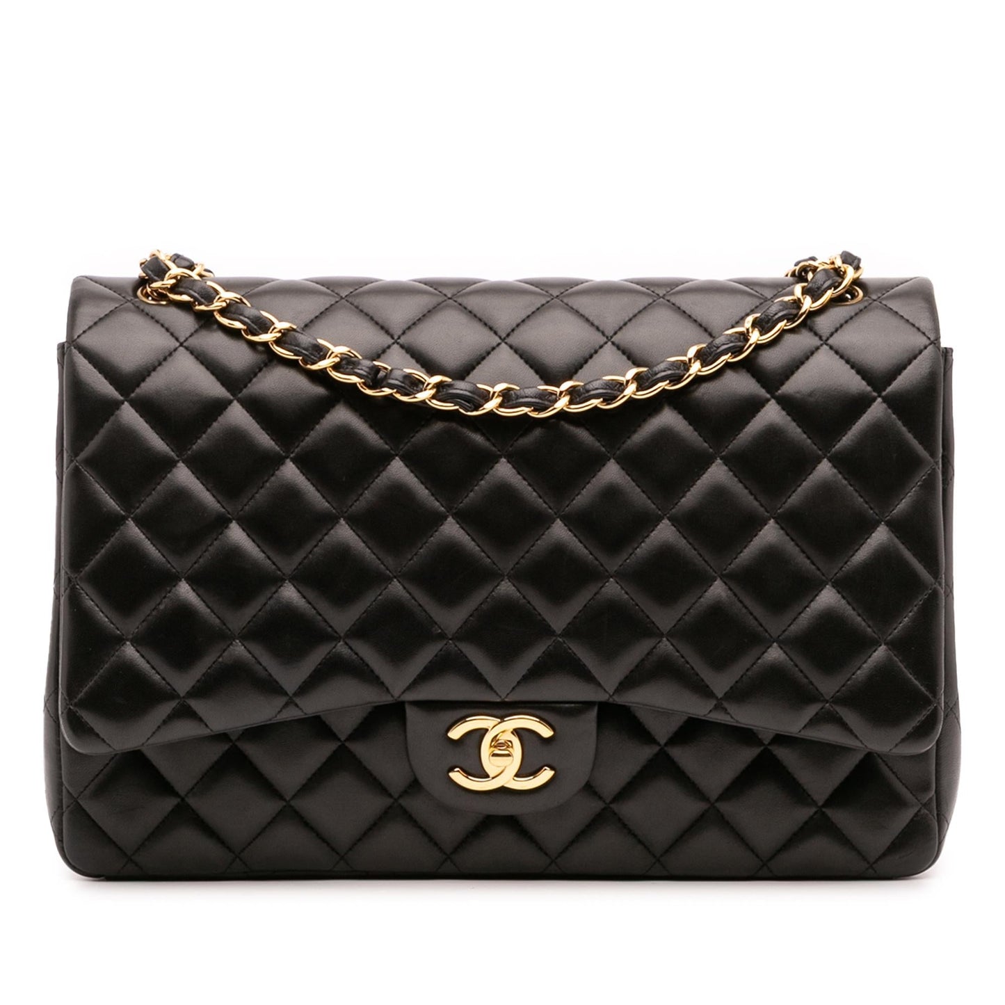 Chanel Maxi Classic Lambskin Double Flap Handbag Flap 2