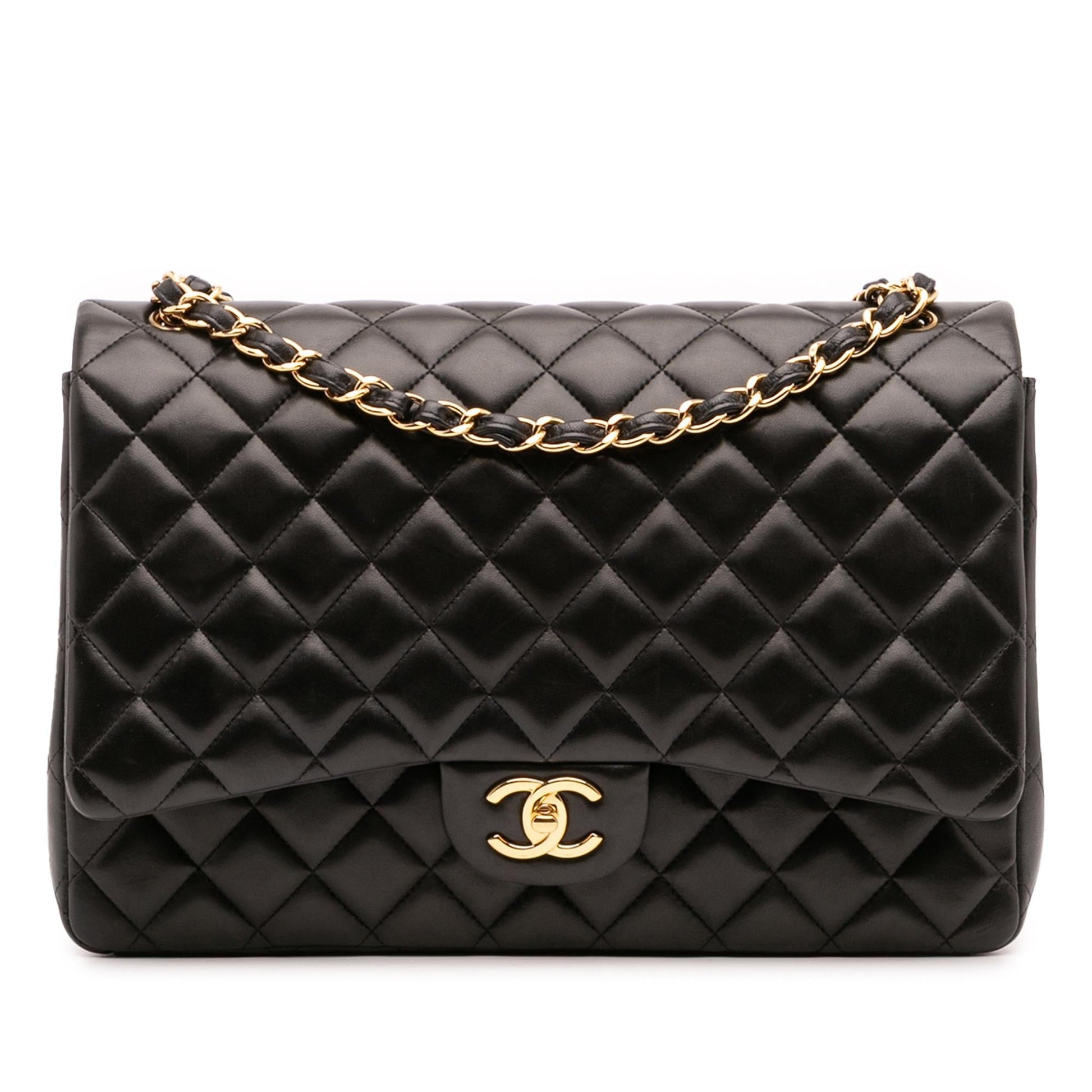 Chanel Maxi Classic Lambskin Double Flap Handbag Flap 2