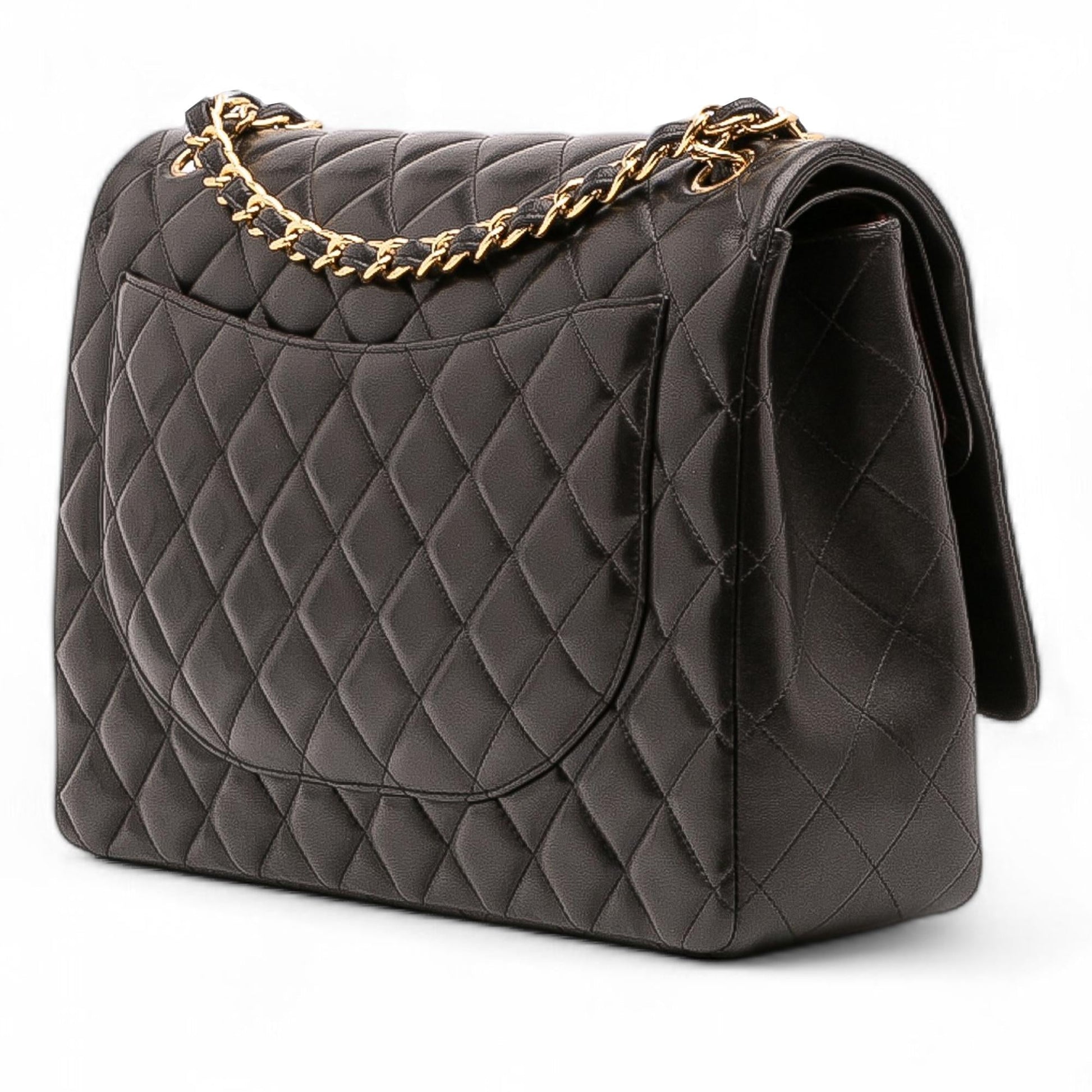 Chanel Maxi Classic Lambskin Double Flap Handbag Flap 2