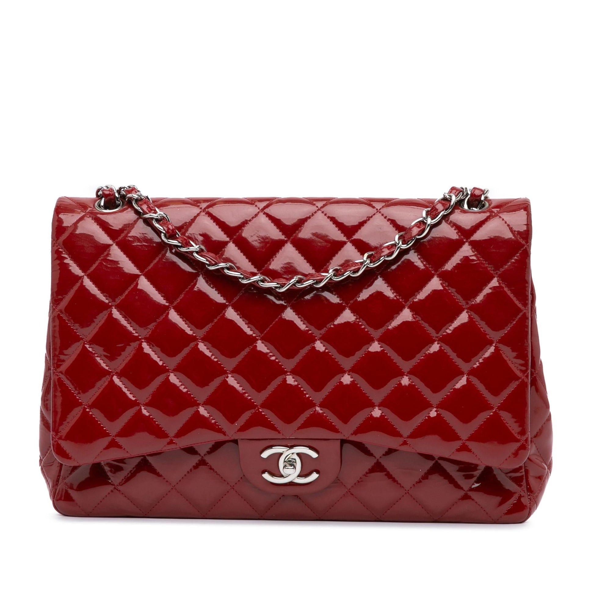 Chanel Maxi Classic Patent Double Flap Handbag