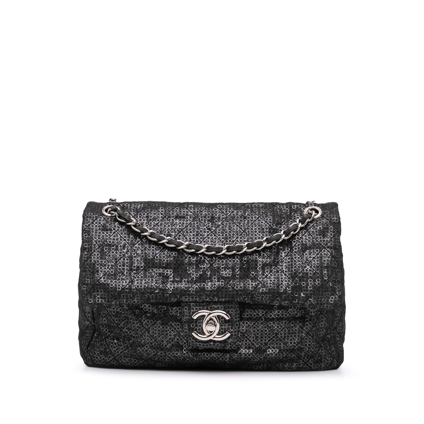 Chanel Maxi Hidden Sequins Mesh Flap Handbag Flap 1