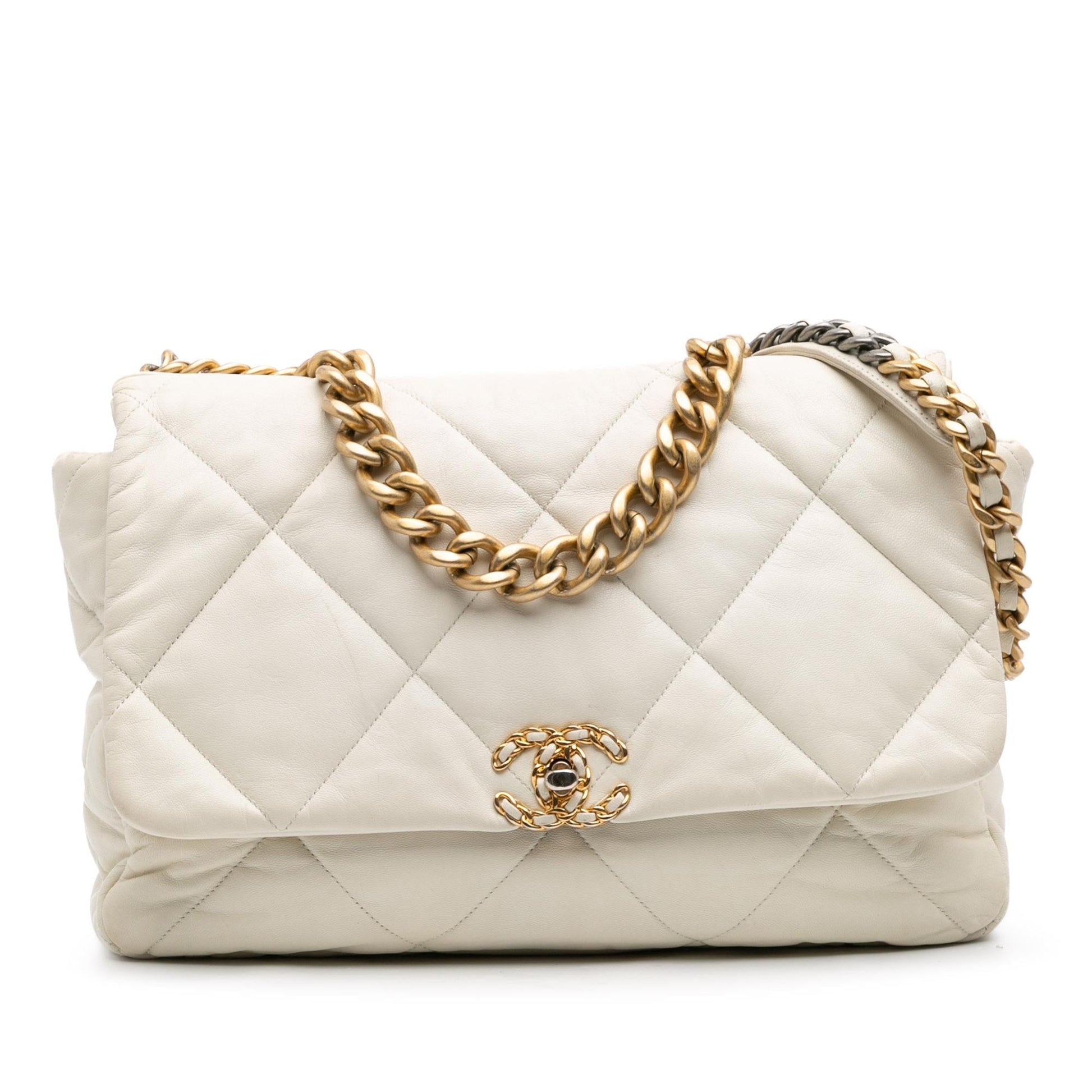 Chanel Maxi Lambskin 19 Flap Handbag Flap 2