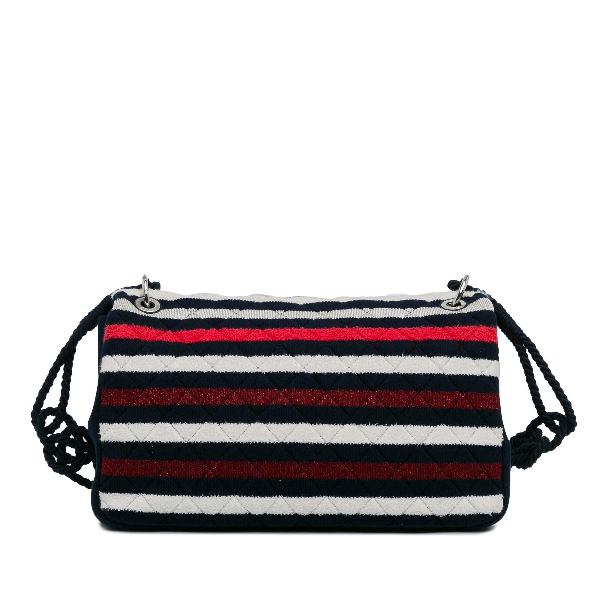 Chanel Maxi Stripe Jersey Rope Flap Multicolor Handbag