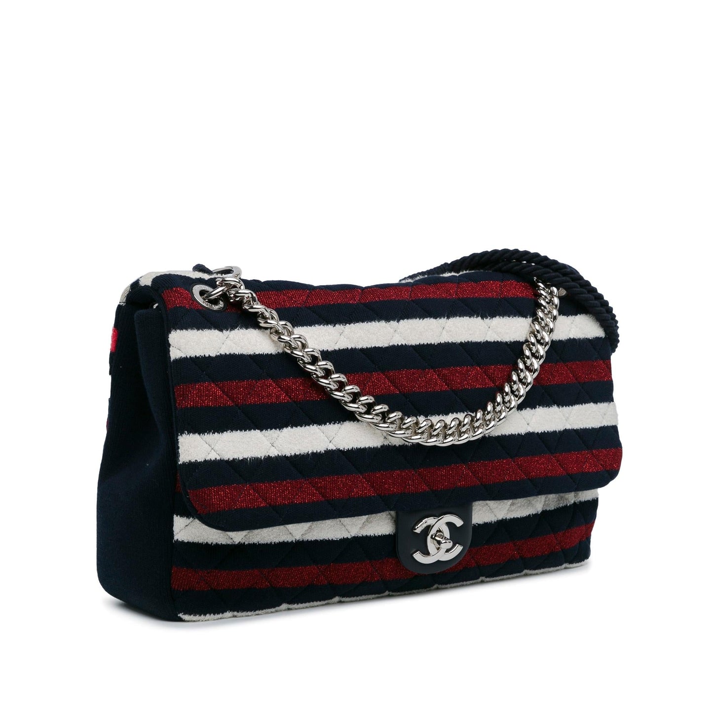 Chanel Maxi Stripe Jersey Rope Flap Multicolor Handbag