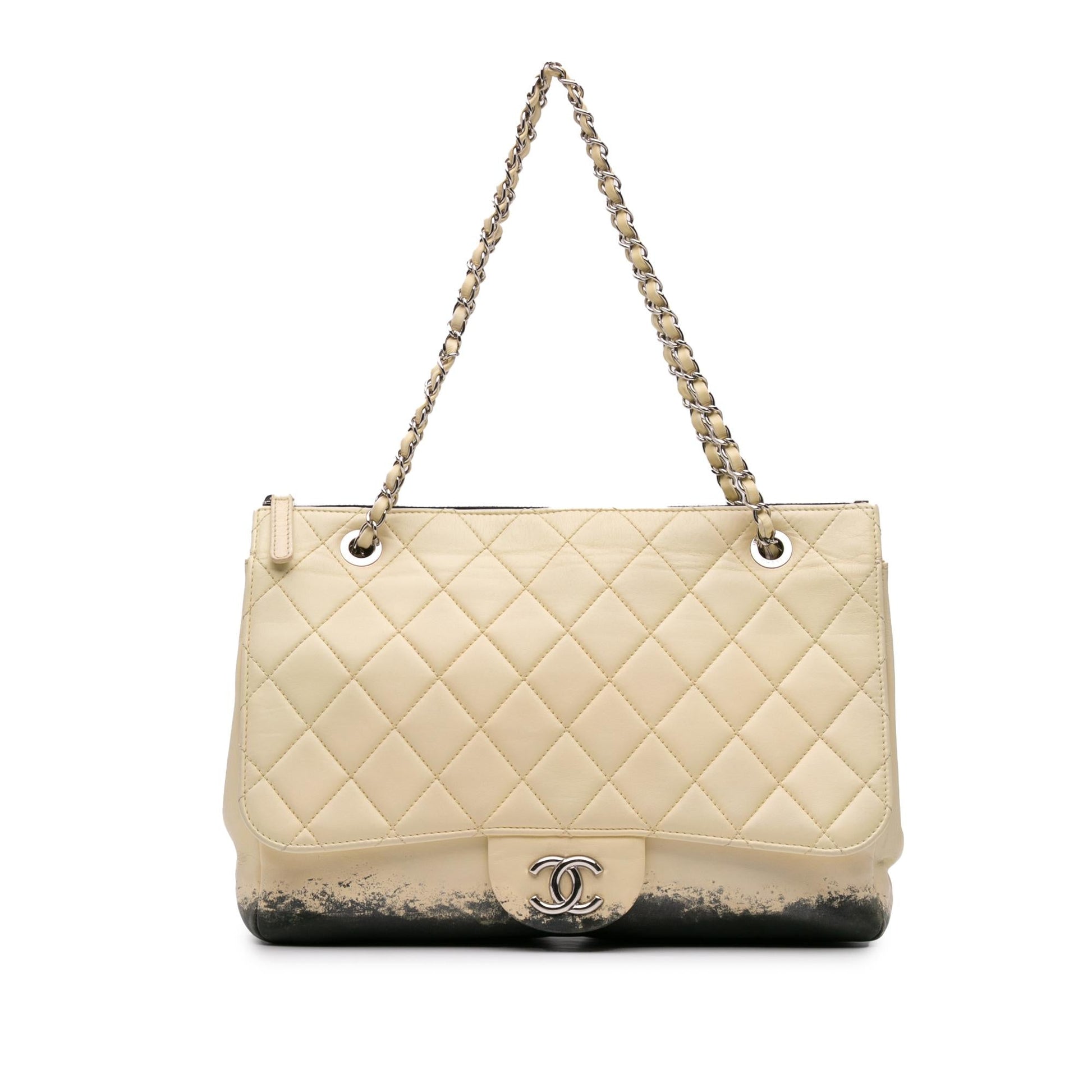 Chanel Maxi Quilted Calfskin Blizzard Zip Top Handbag