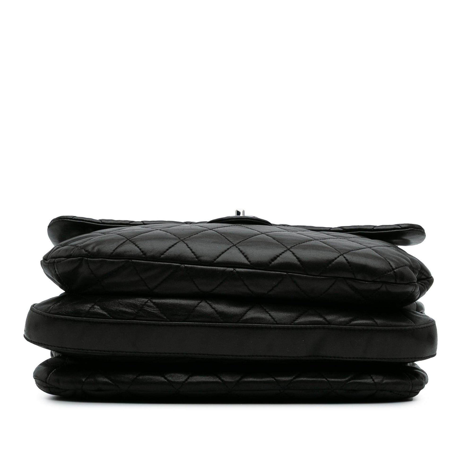 Chanel Maxi Quilted Lambskin 3 Flap Handbag