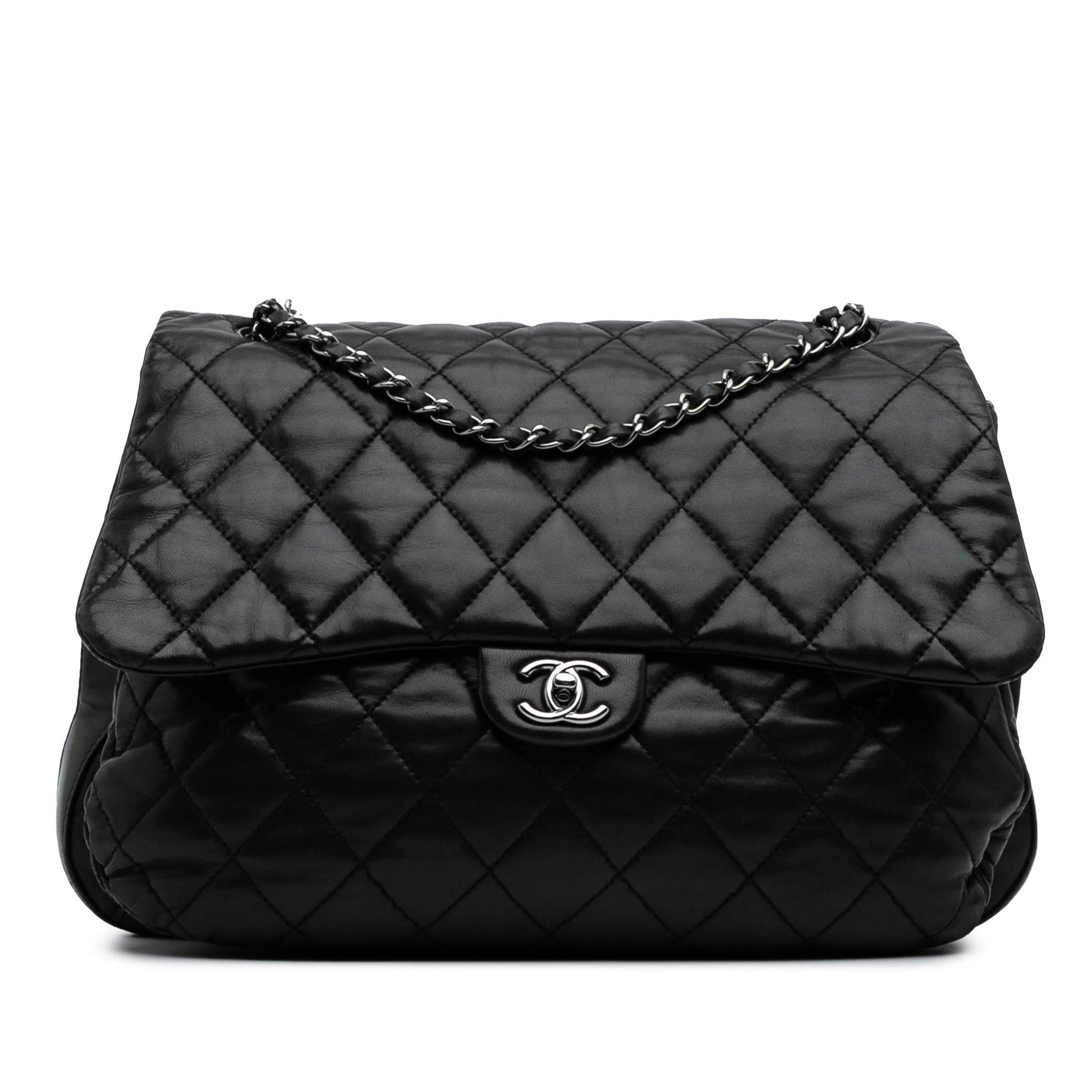 Chanel Maxi Quilted Lambskin 3 Flap Handbag