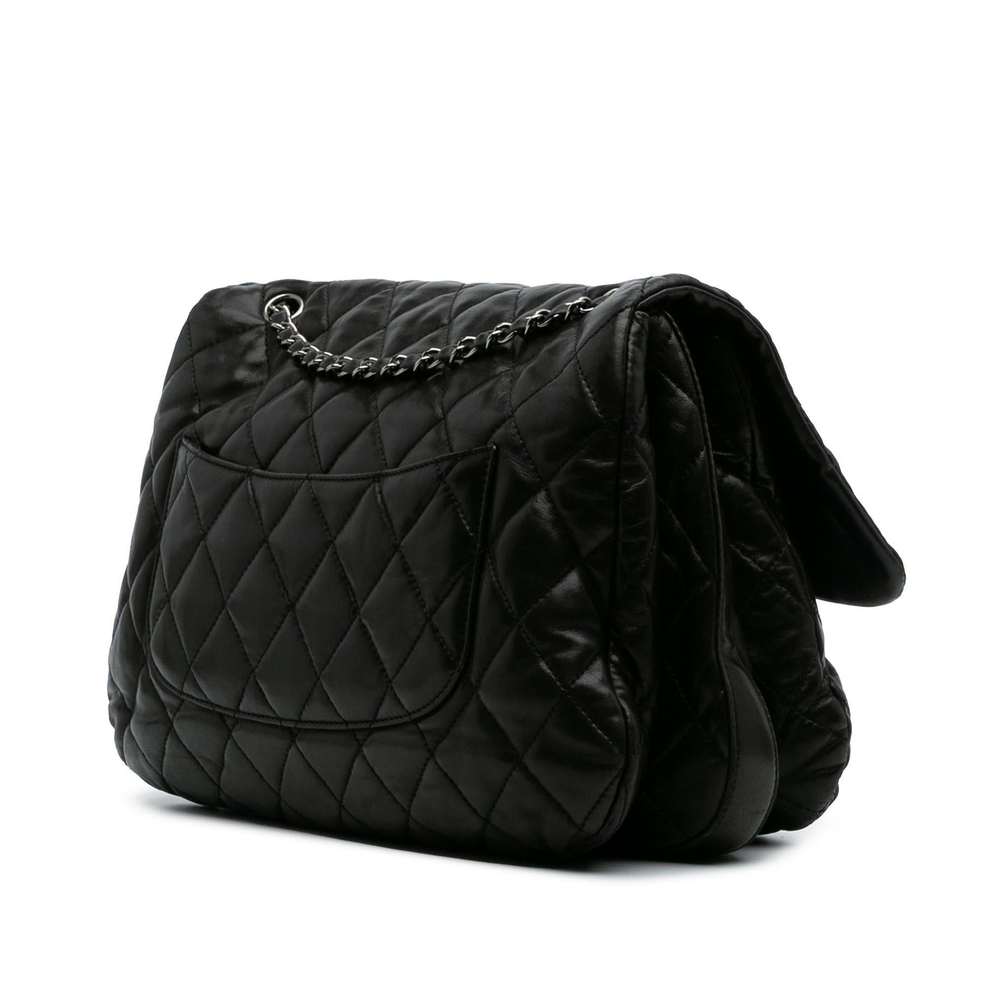 Chanel Maxi Quilted Lambskin 3 Flap Handbag