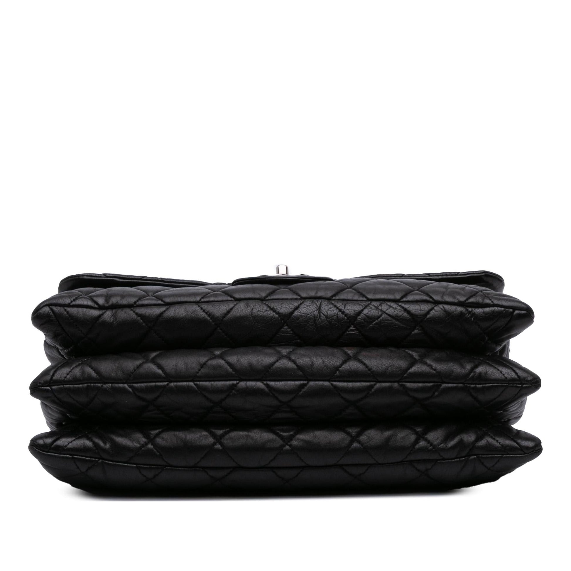 Chanel Maxi Quilted Lambskin 3 Flap Handbag Flap 1