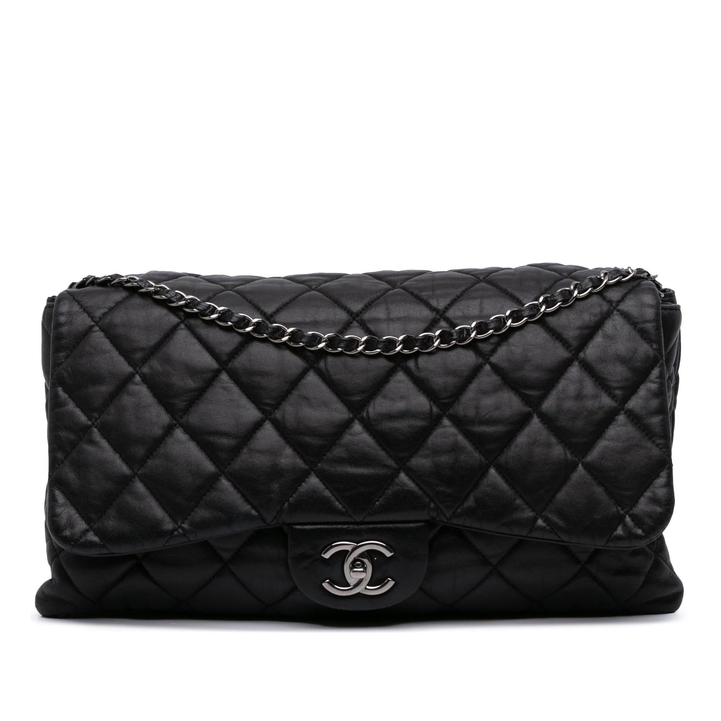 Chanel Maxi Quilted Lambskin 3 Flap Handbag Flap 1