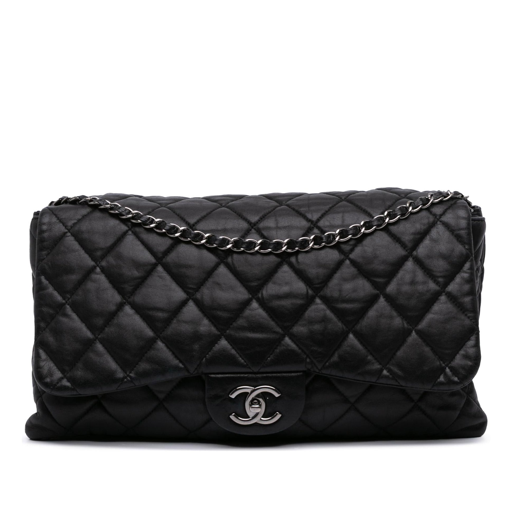 Chanel Maxi Quilted Lambskin 3 Flap Handbag Flap 1