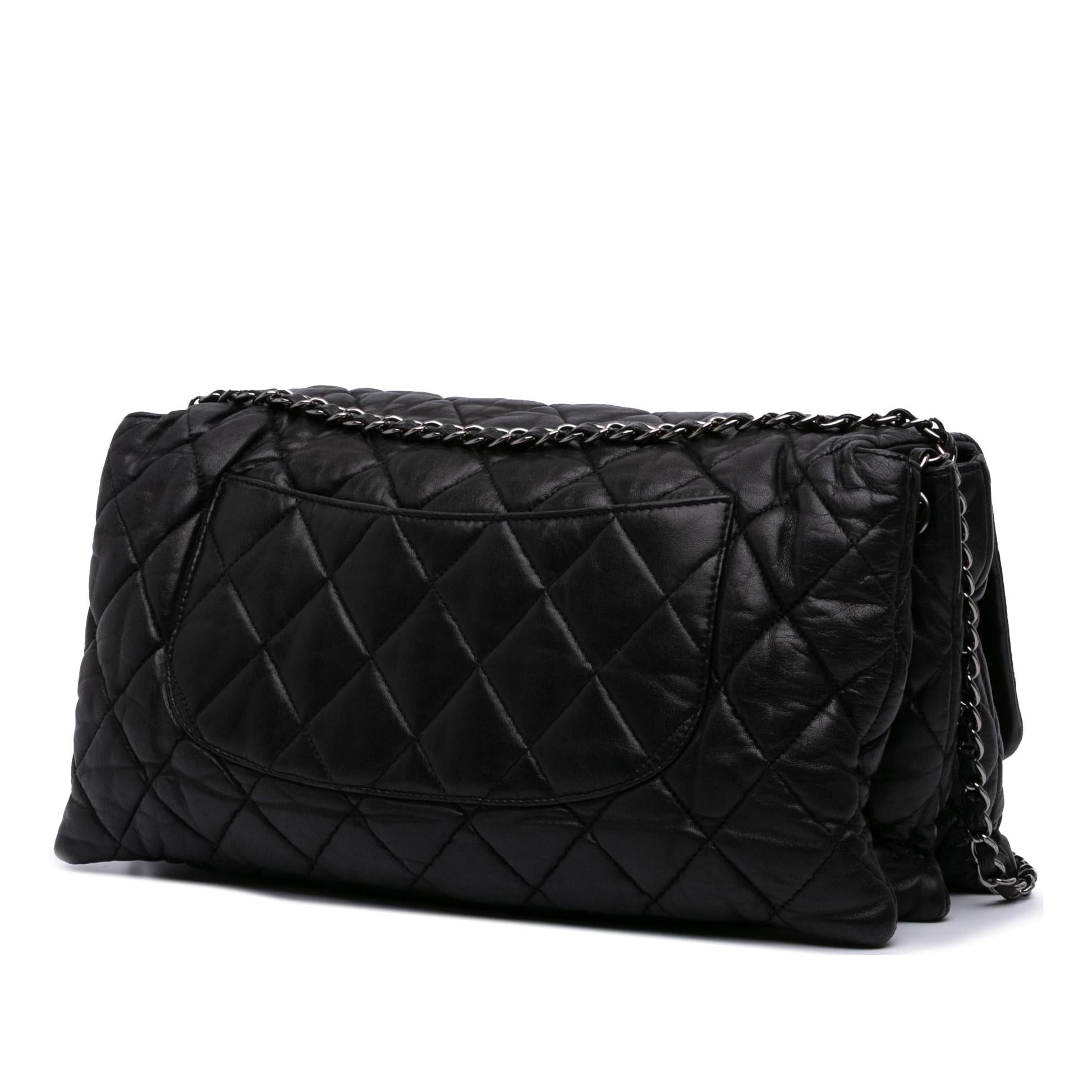 Chanel Maxi Quilted Lambskin 3 Flap Handbag Flap 1