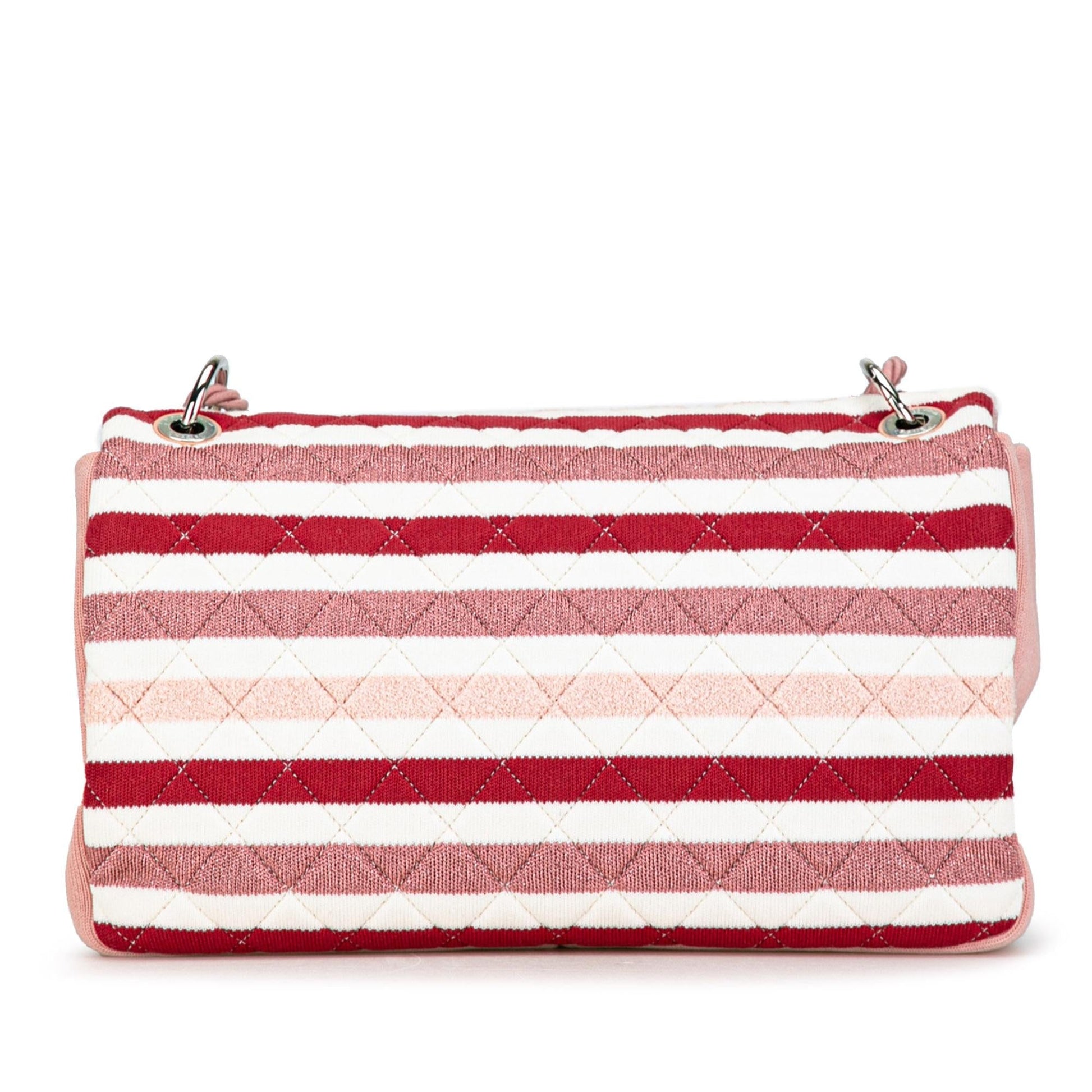 Chanel Maxi Stripe Jersey Felt Rope Flap Handbag Shg Zvi1G1