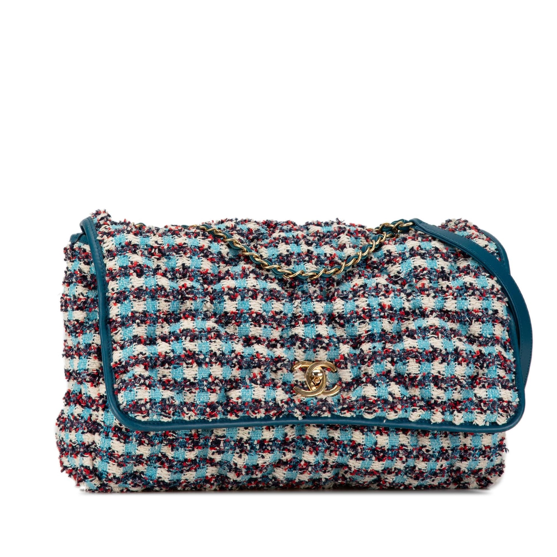 Chanel Maxi Tweed Chesterfield Single Flap Handbag