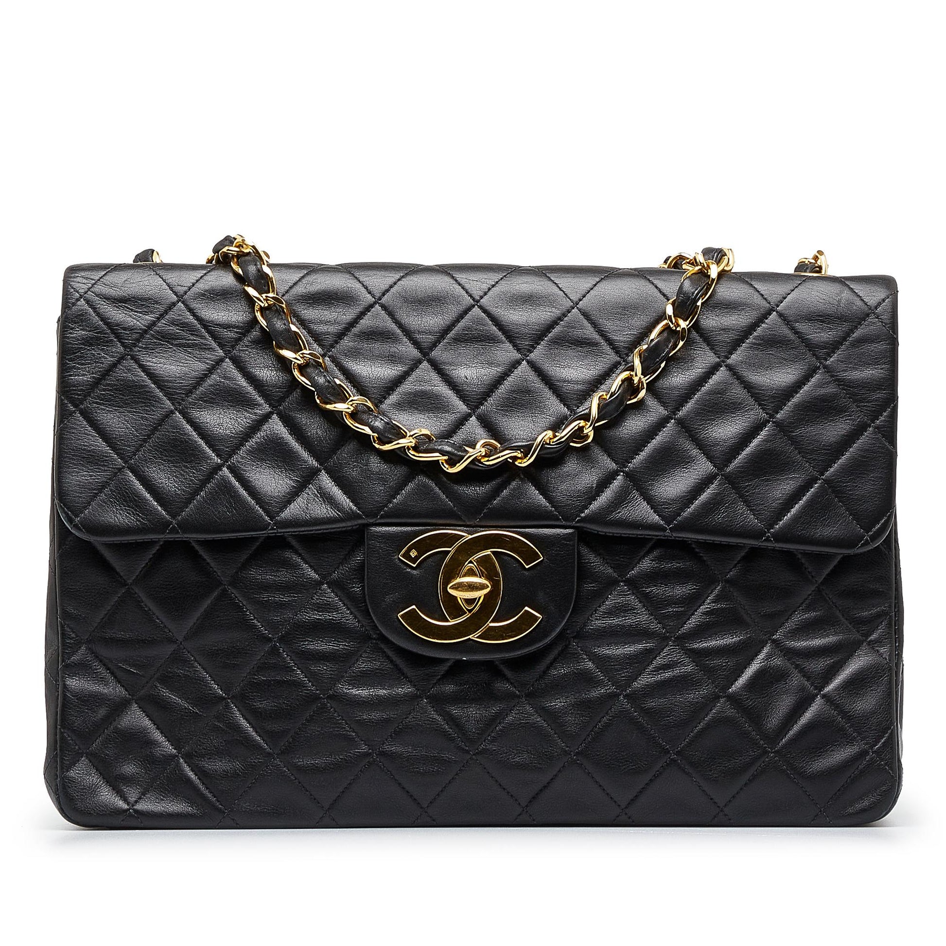 Chanel Maxi XL Classic Lambskin Single Flap Handbag Shg Tslywq