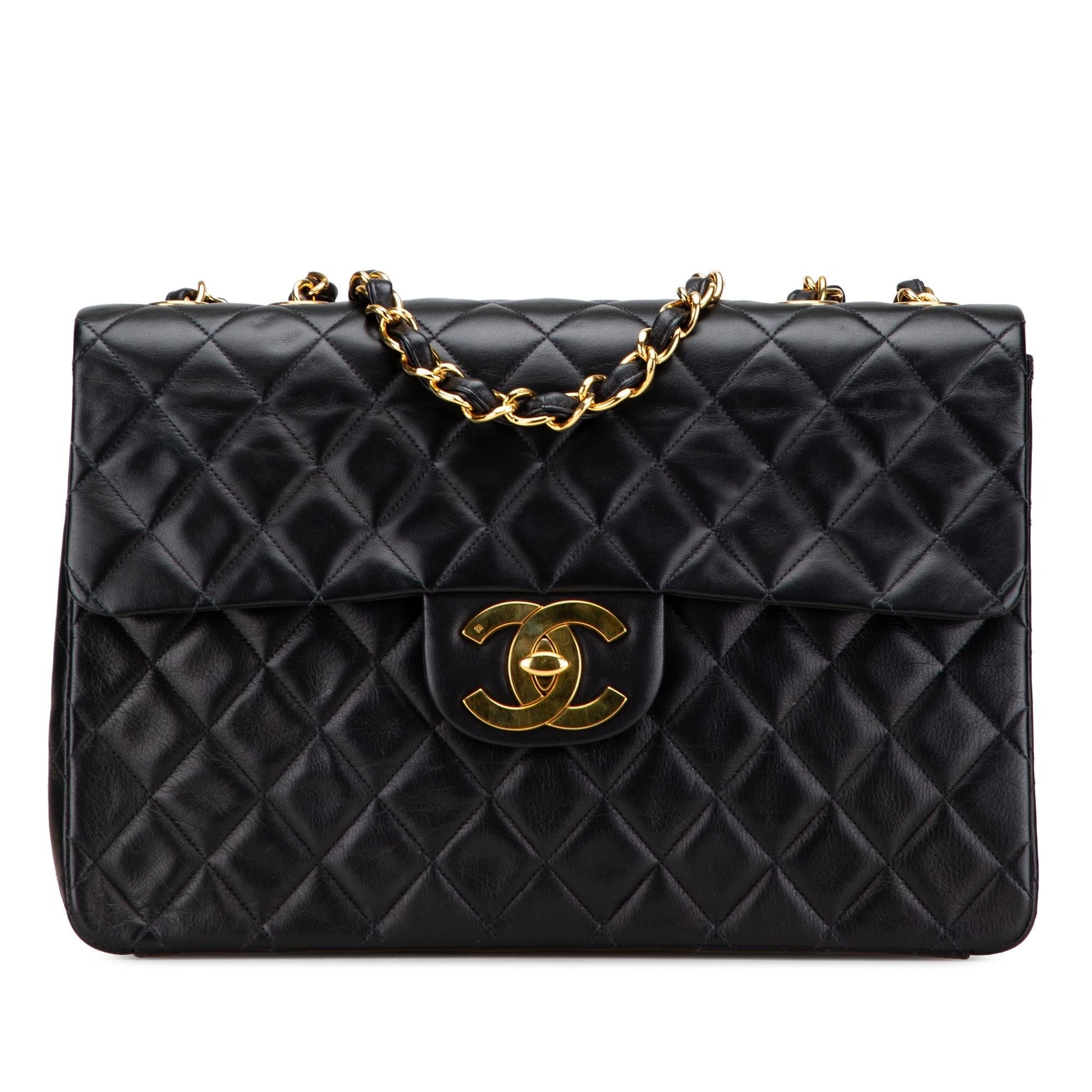 Chanel Maxi XL Classic Lambskin Single Flap Handbag Flap 4