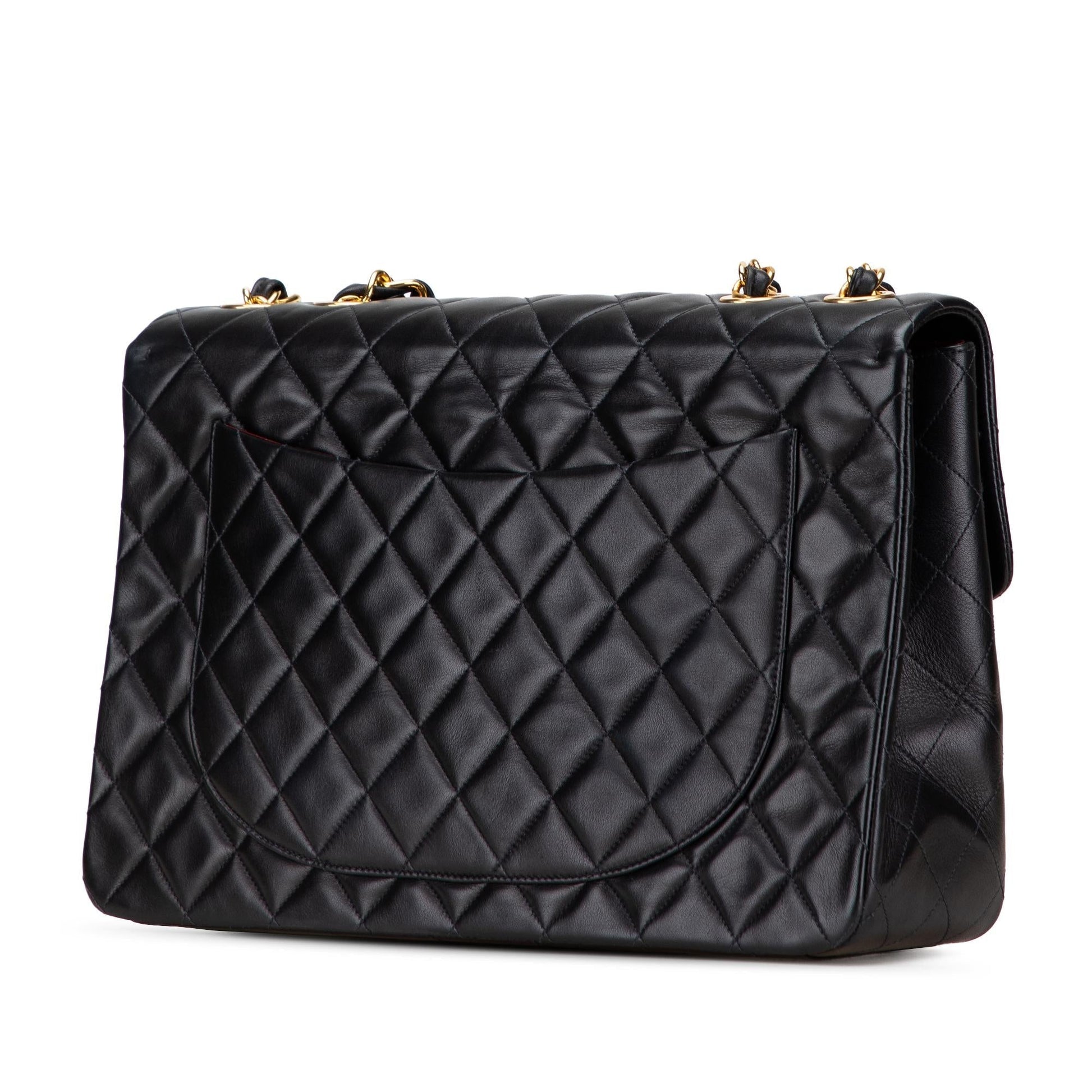 Chanel Maxi XL Classic Lambskin Single Flap Handbag Flap 4