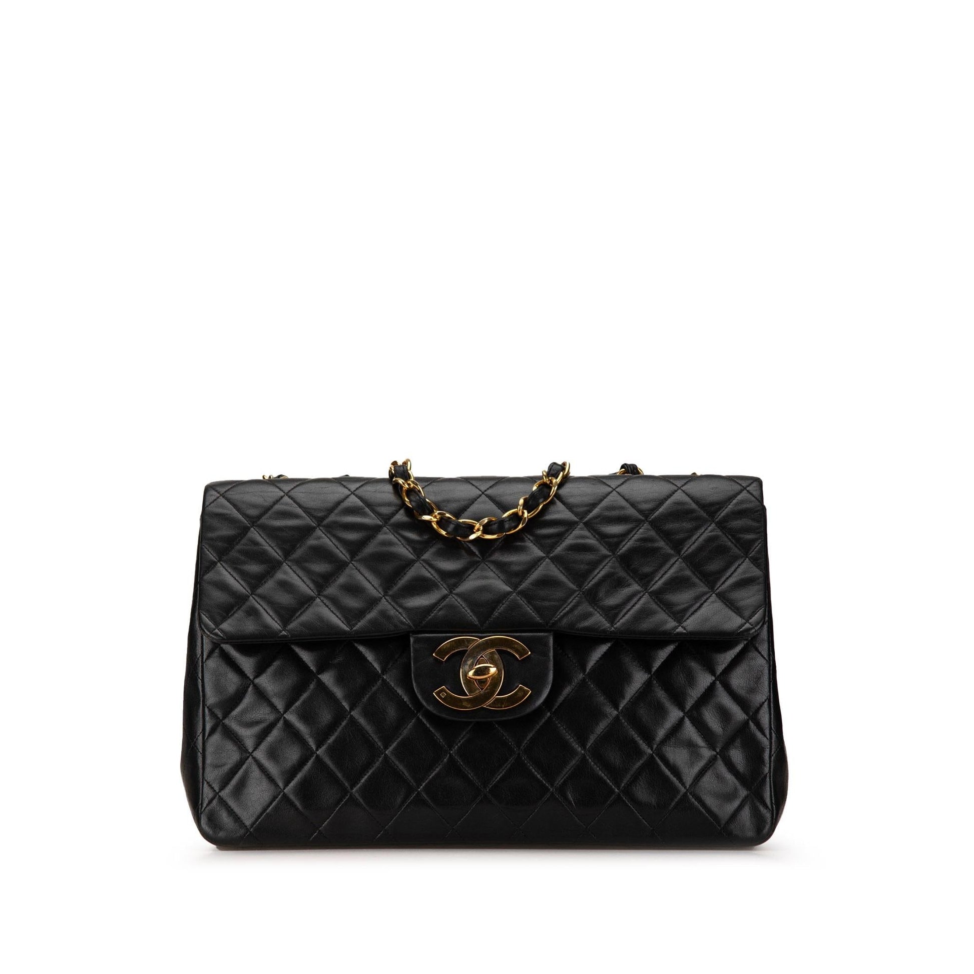 Chanel Maxi XL Classic Lambskin Single Flap Handbag Flap 5