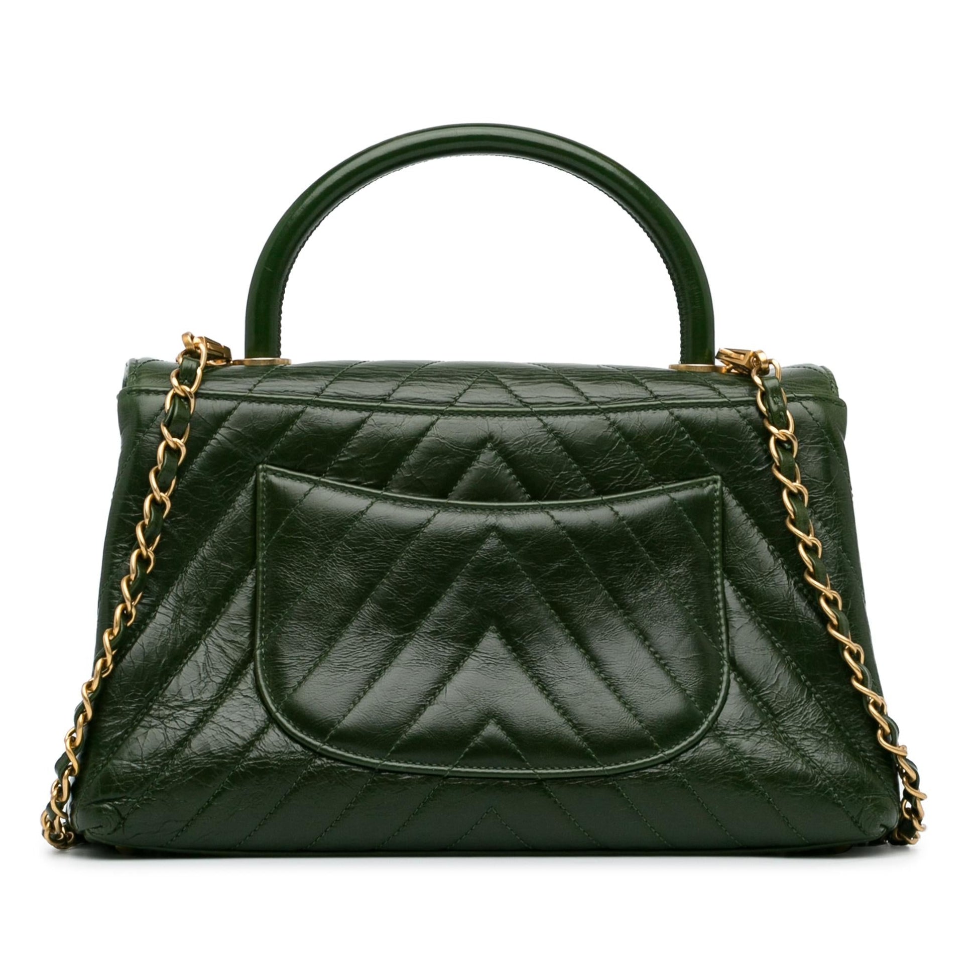 Chanel Aged Calfskin Chevron Coco Handle SHG-Oidy6Z Handbag
