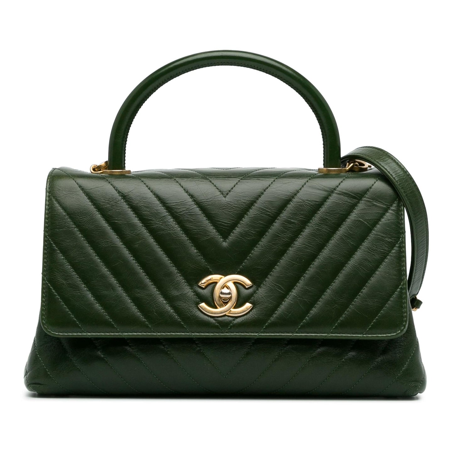 Chanel Aged Calfskin Chevron Coco Handle SHG-Oidy6Z Handbag