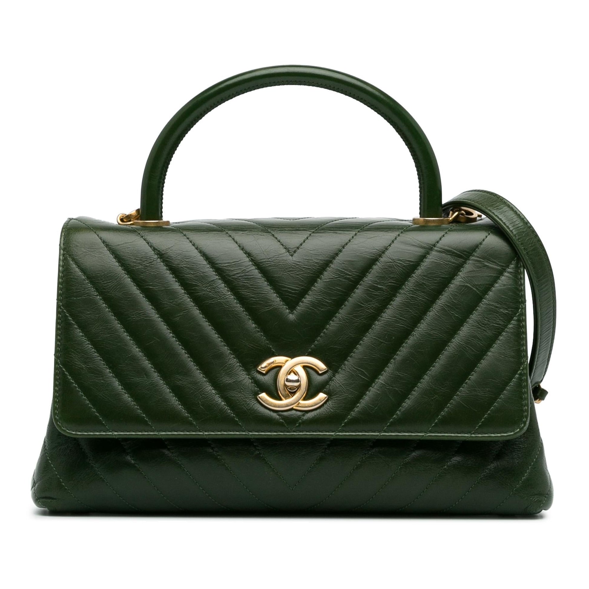 Chanel Aged Calfskin Chevron Coco Handle SHG-Oidy6Z Handbag