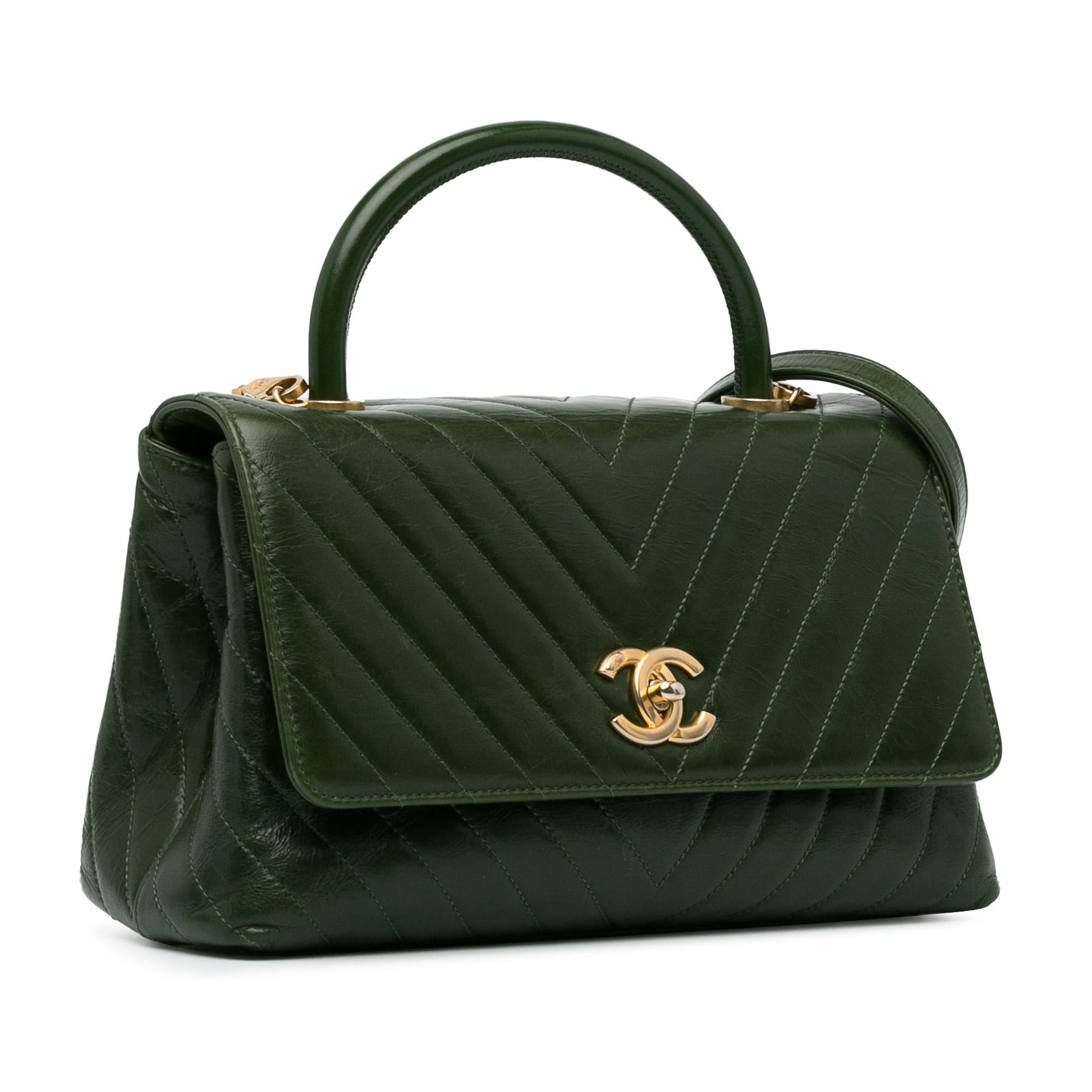 Chanel Aged Calfskin Chevron Coco Handle SHG-Oidy6Z Handbag