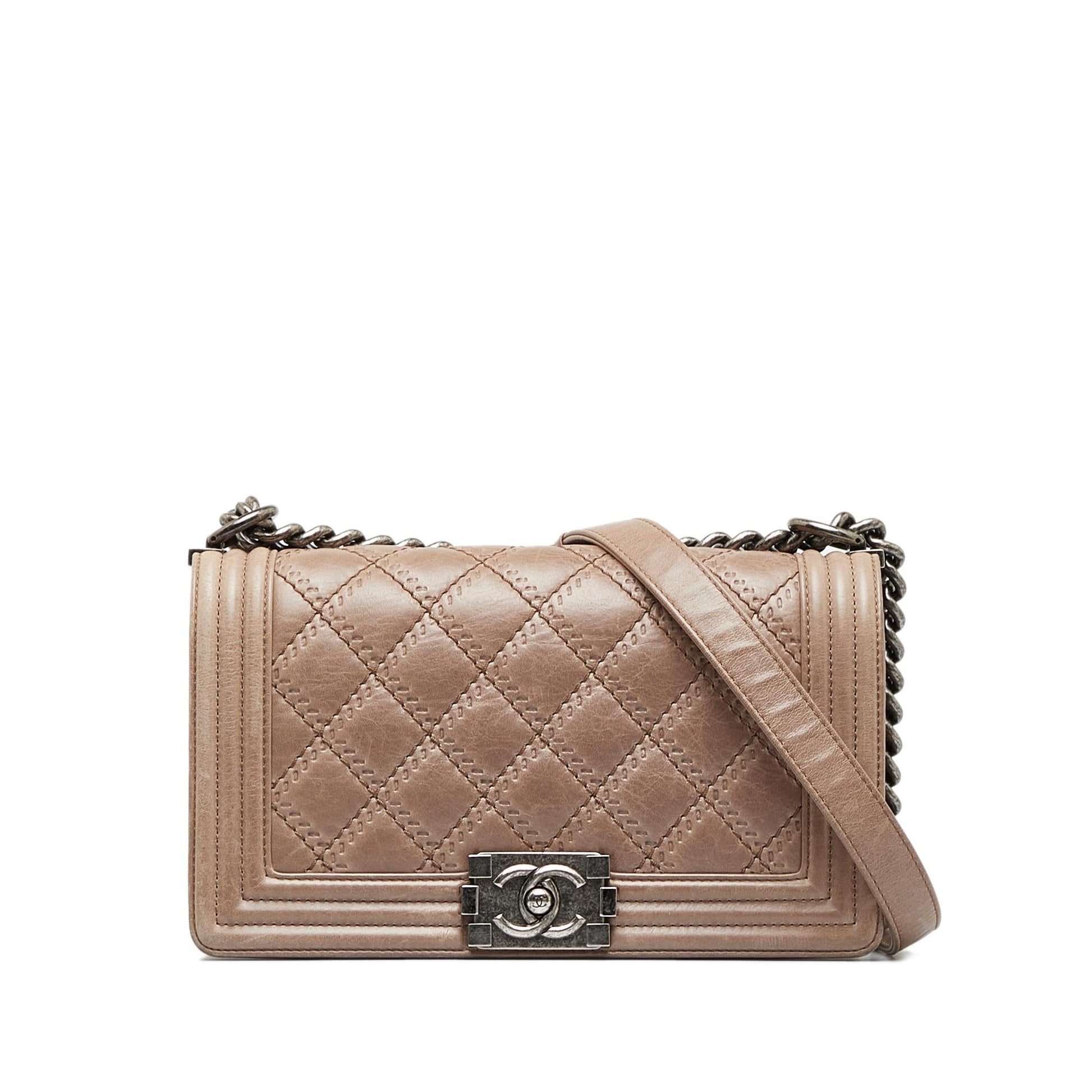 Chanel Aged Calfskin Double Stitched Boy Flap Handbag