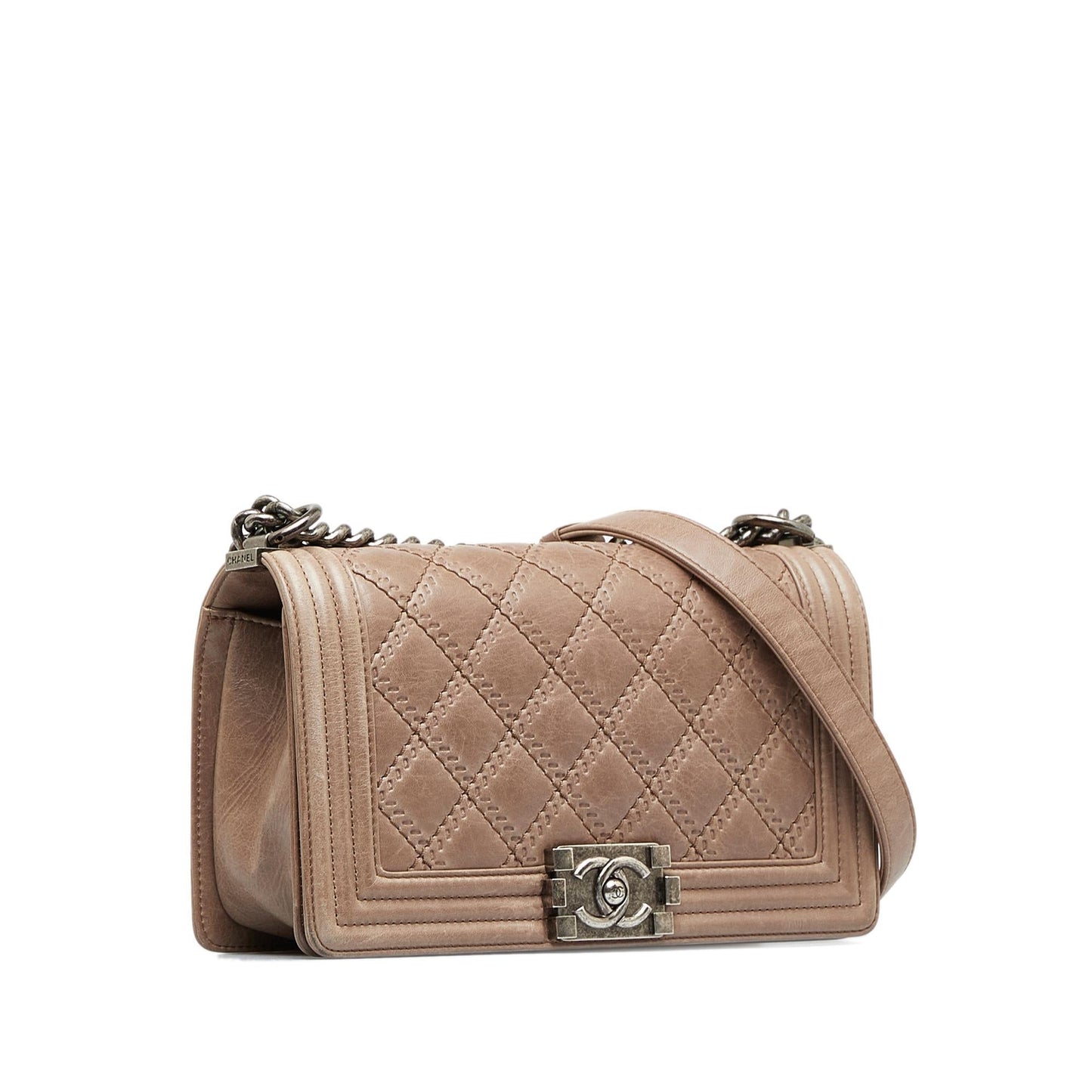 Chanel Aged Calfskin Double Stitched Boy Flap Handbag