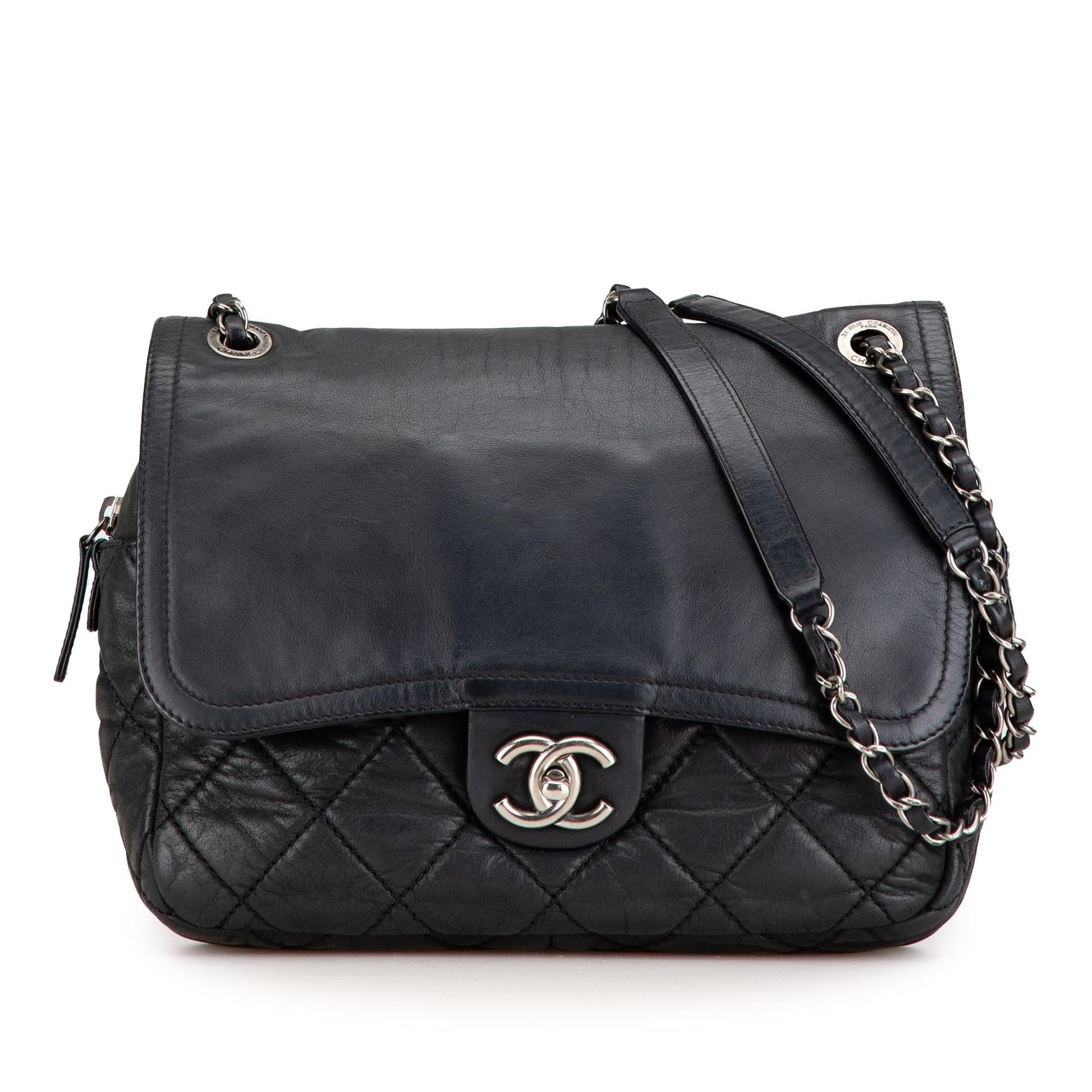 Chanel Aged Calfskin Mix Zip Flap Handbag
