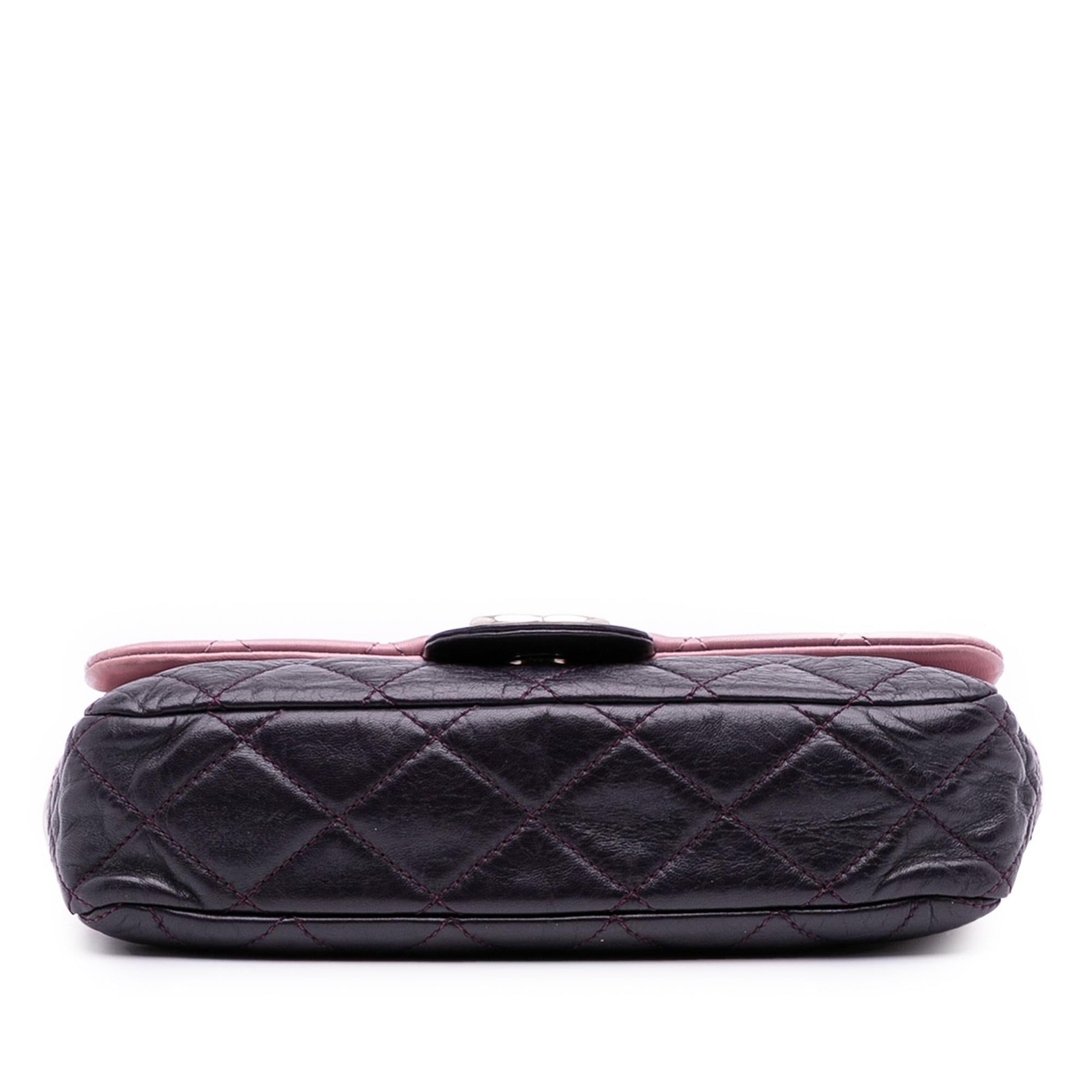 Chanel Bicolor Lambskin Calfskin CC Flap Handbag