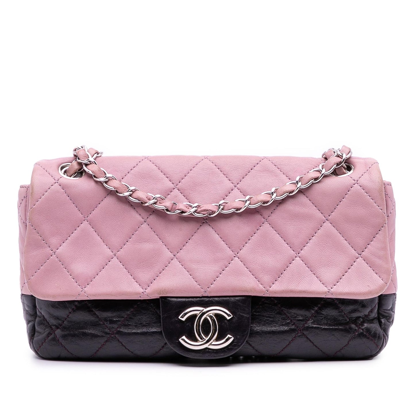 Chanel Bicolor Lambskin Calfskin CC Flap Handbag