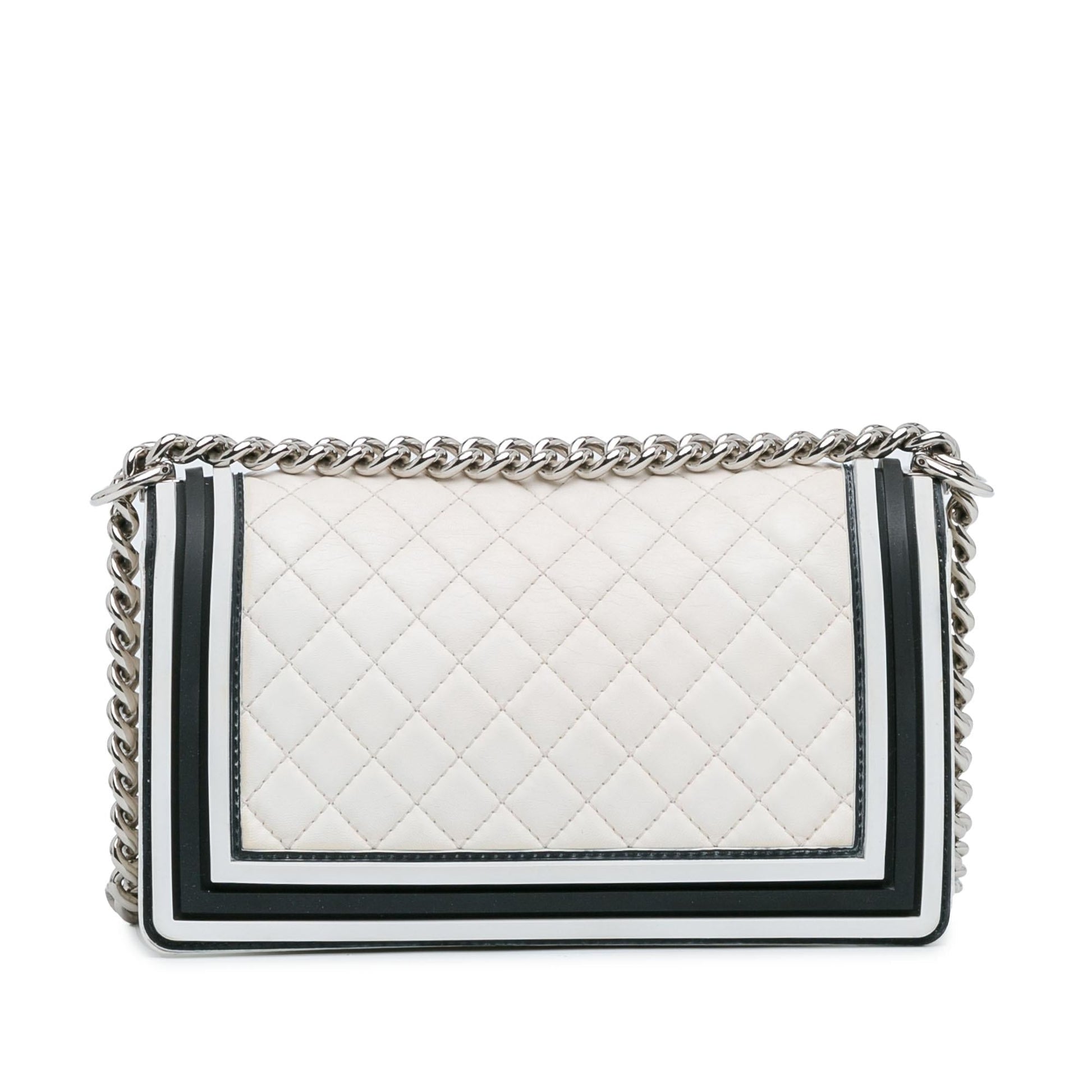 Chanel Bicolor Lambskin Rubber Boy Flap Handbag