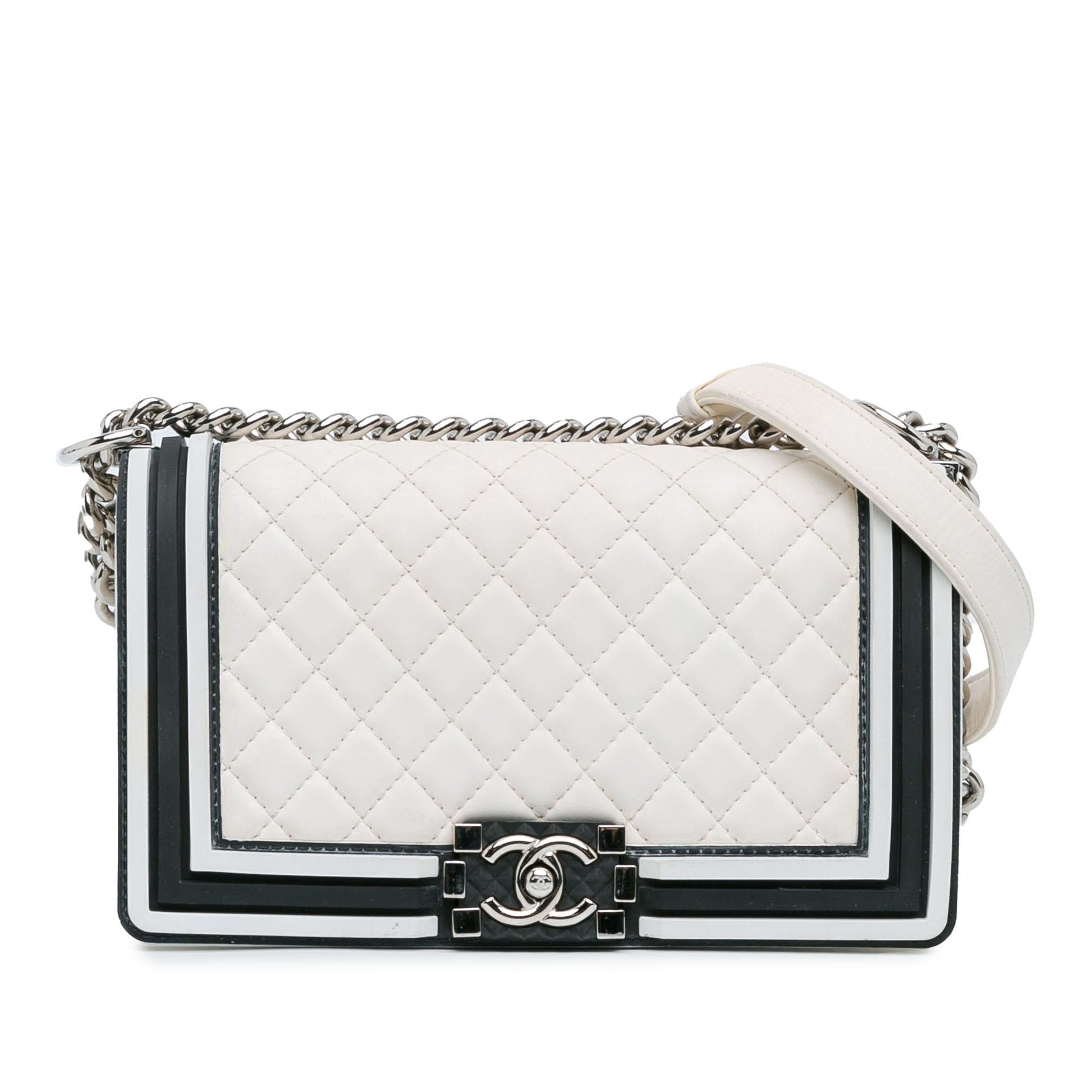 Chanel Bicolor Lambskin Rubber Boy Flap Handbag