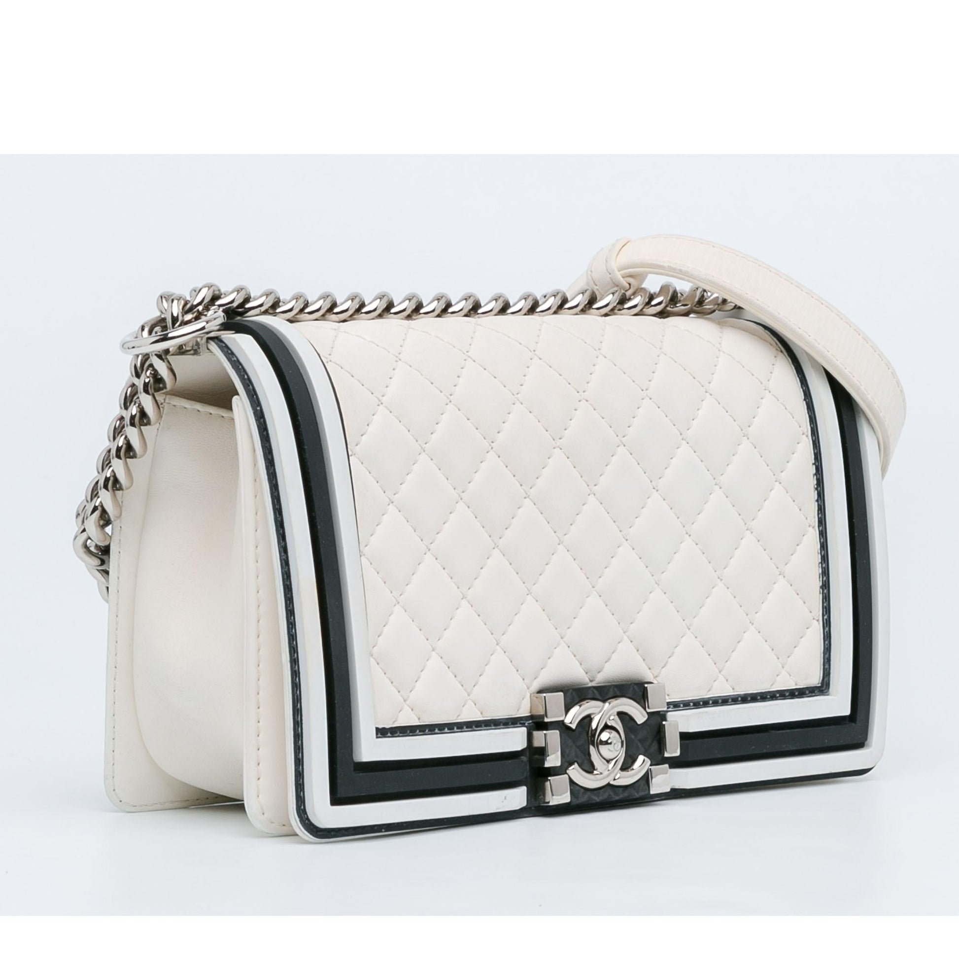 Chanel Bicolor Lambskin Rubber Boy Flap Handbag Boy Flap