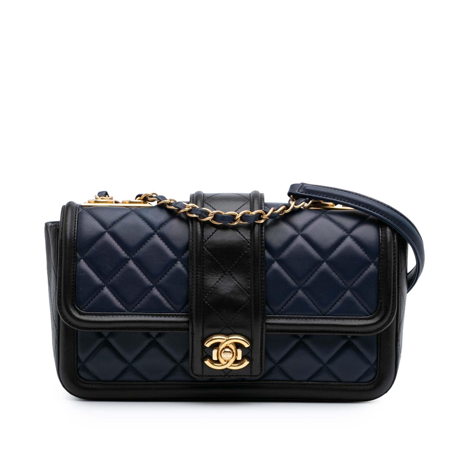 Chanel Bicolor Quilted Lambskin Elegant CC Flap Handbag