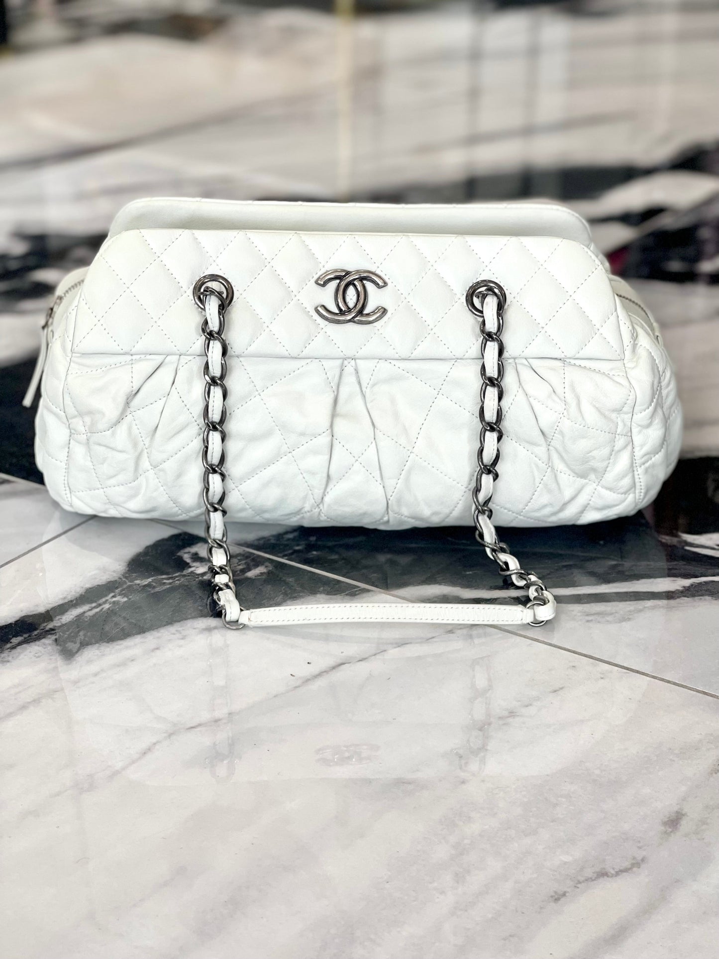 Chanel Iridescent Quilted Calfskin Bowler Handbag