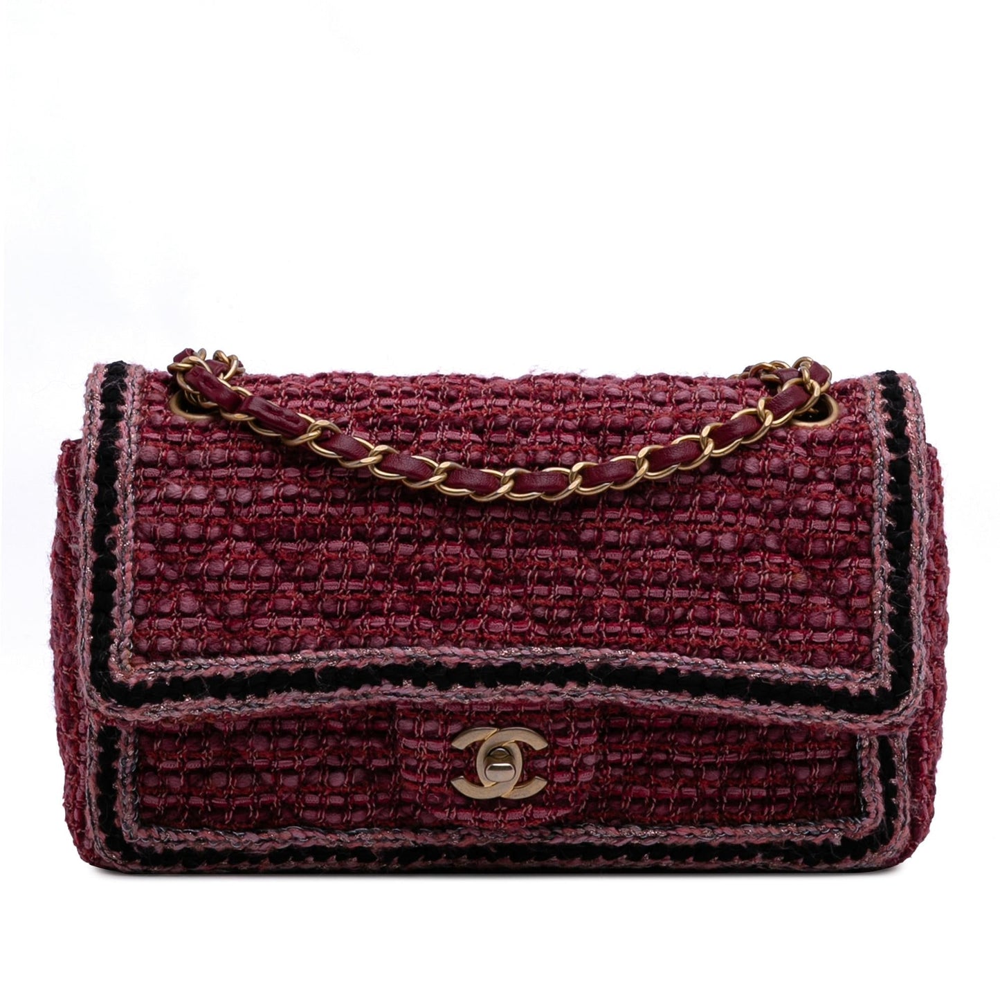 Chanel Braided Classic Tweed Single Flap Handbag