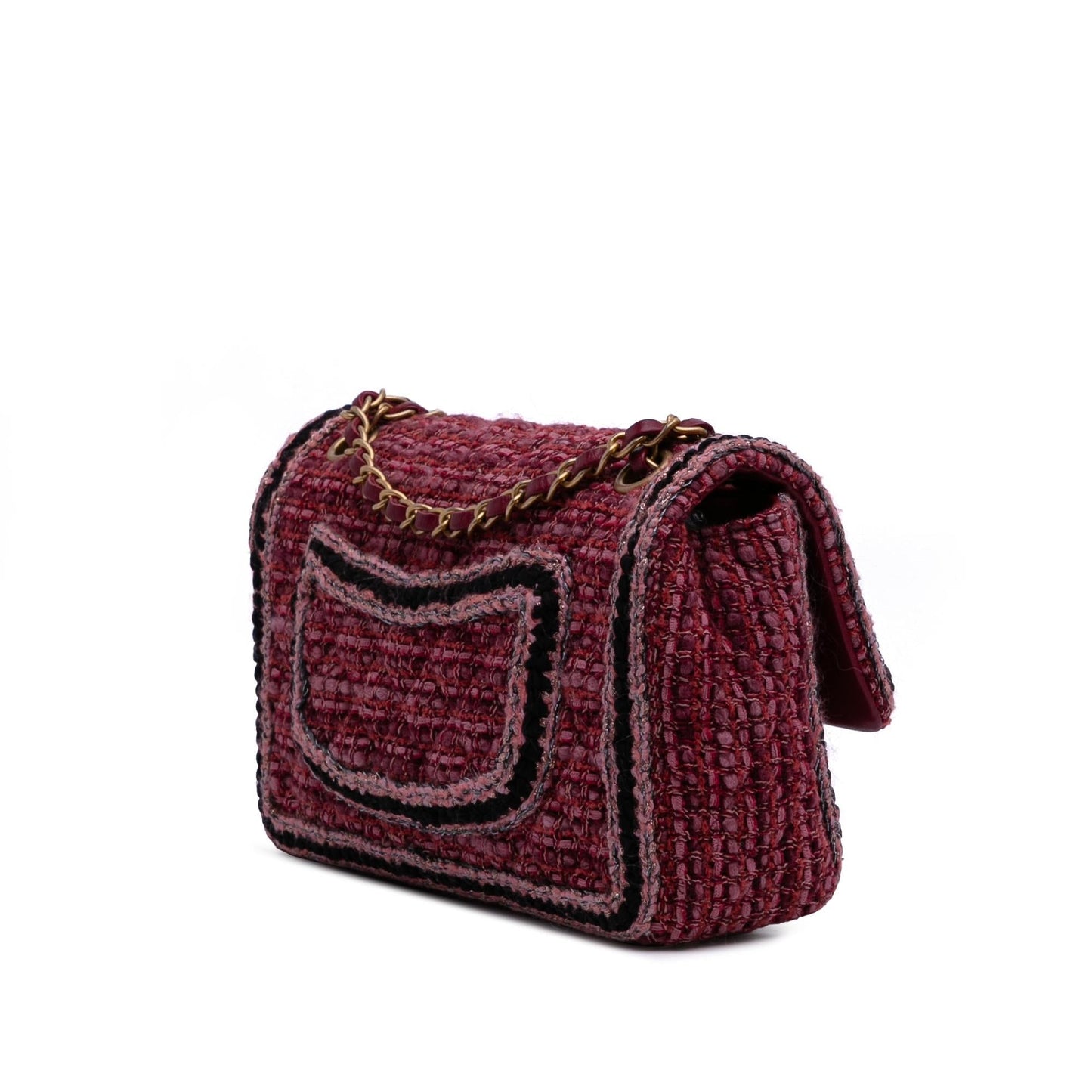 Chanel Braided Classic Tweed Single Flap Handbag Flap 1