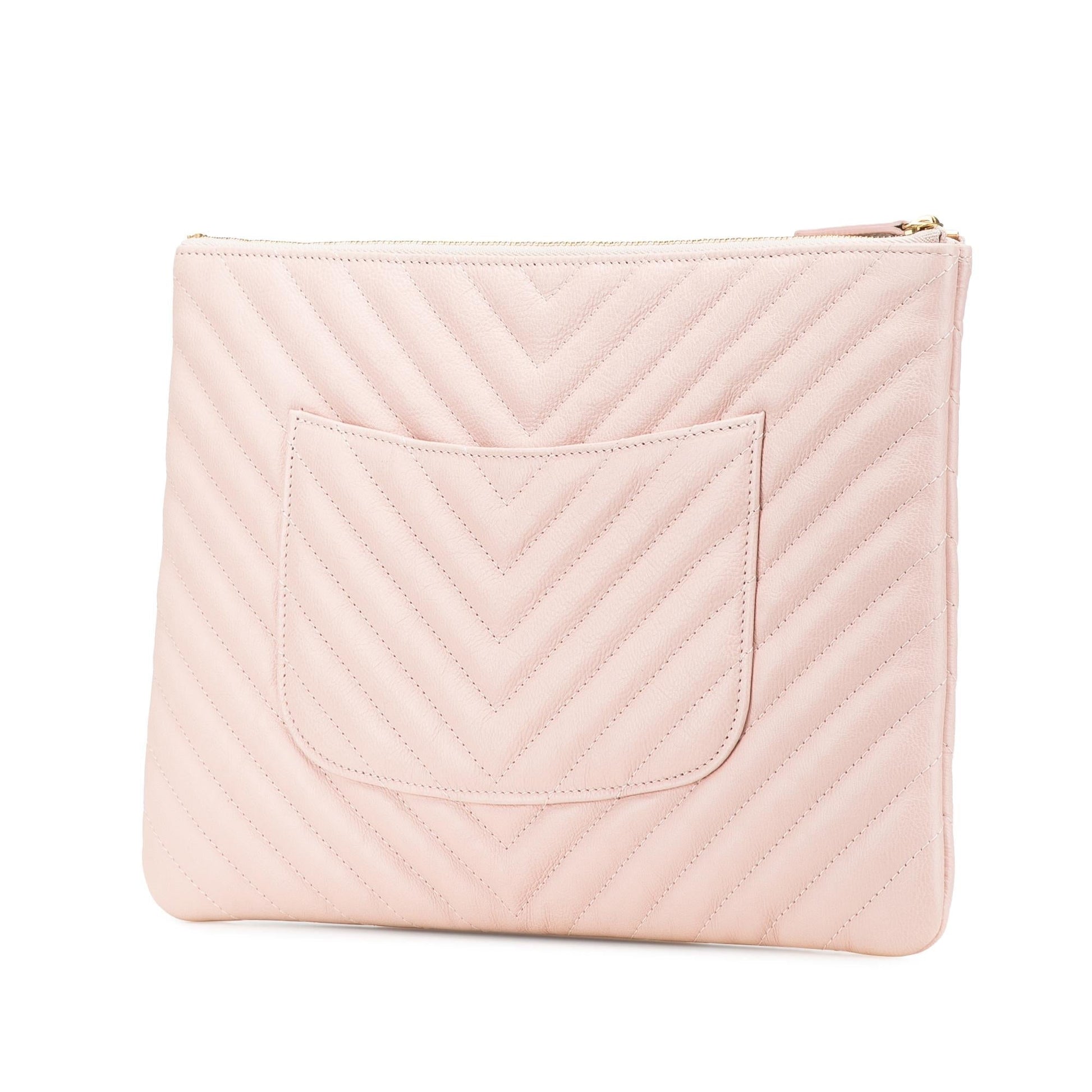 Chanel CC Chevron Caviar O Clutch Bag Case Clutch