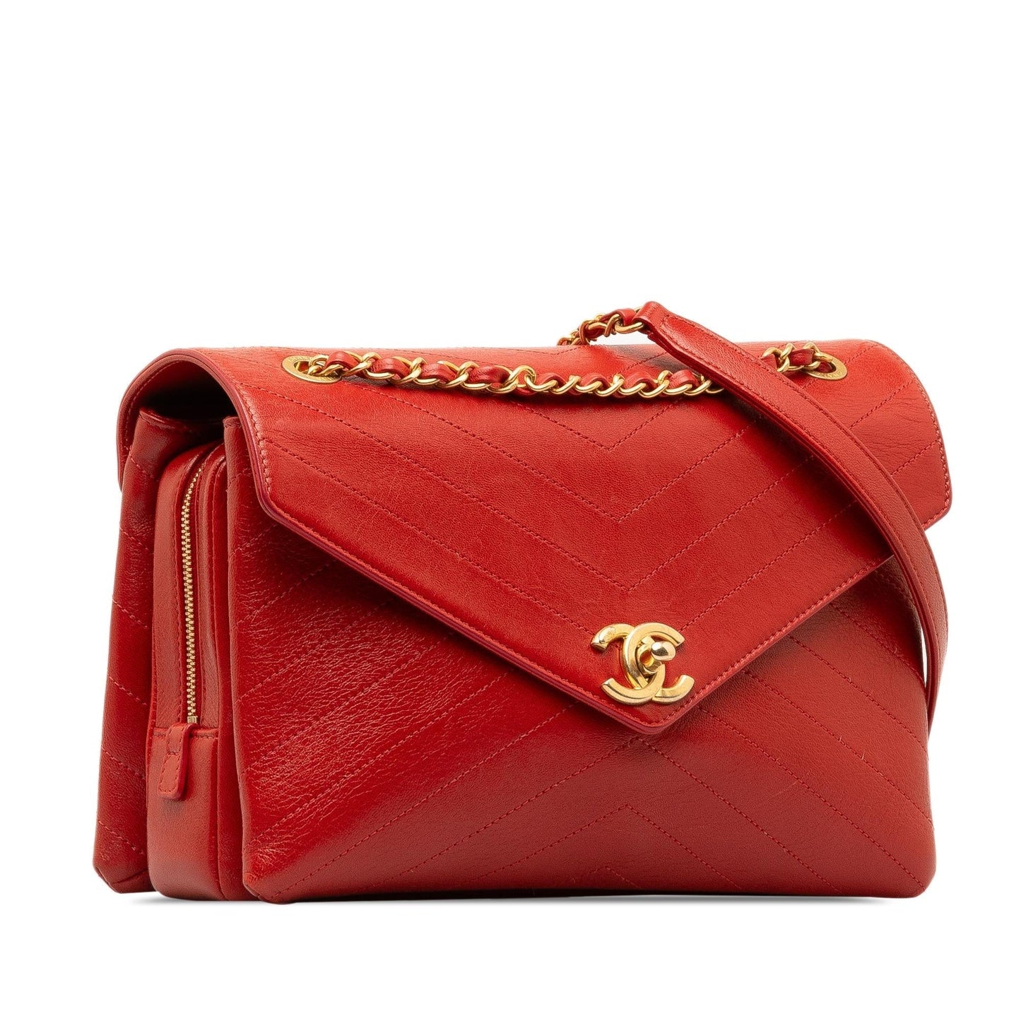 Chanel Medium Cc Chevron Lambskin Envelope Flap (Shg-K9Drr3) Bag