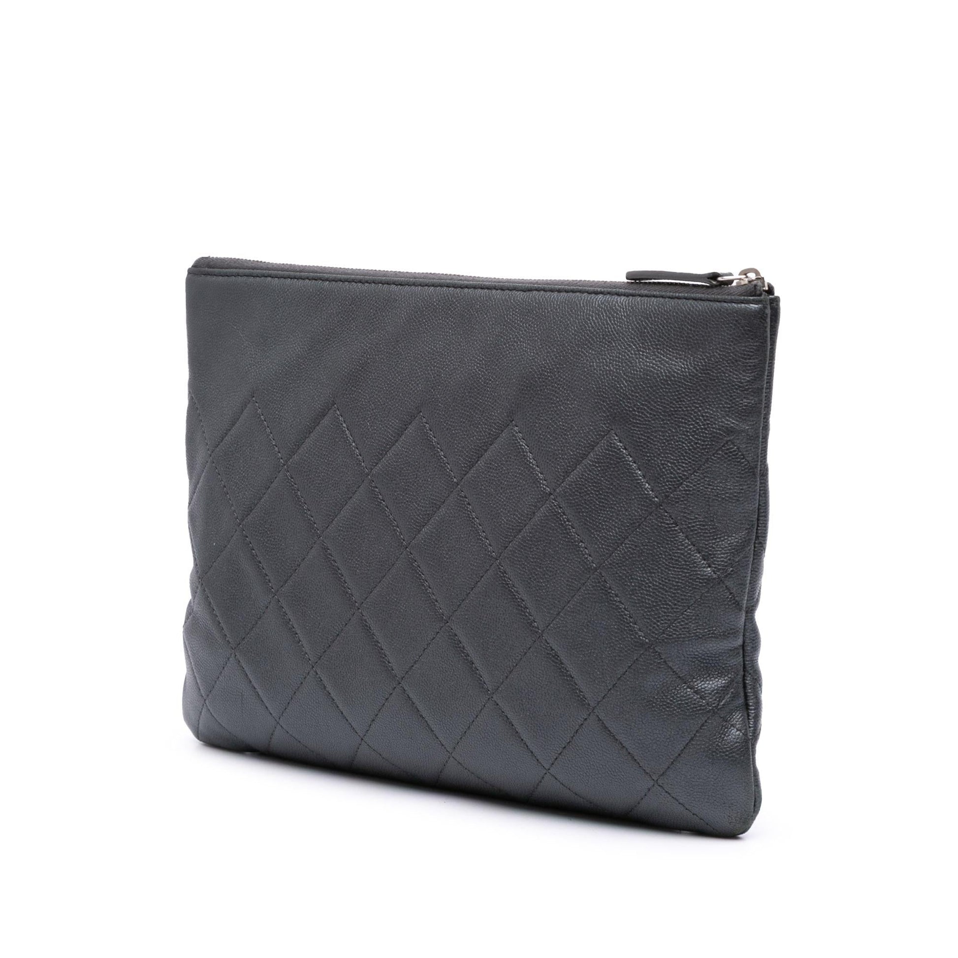 Chanel CC Quilted Caviar O Clutch Bag