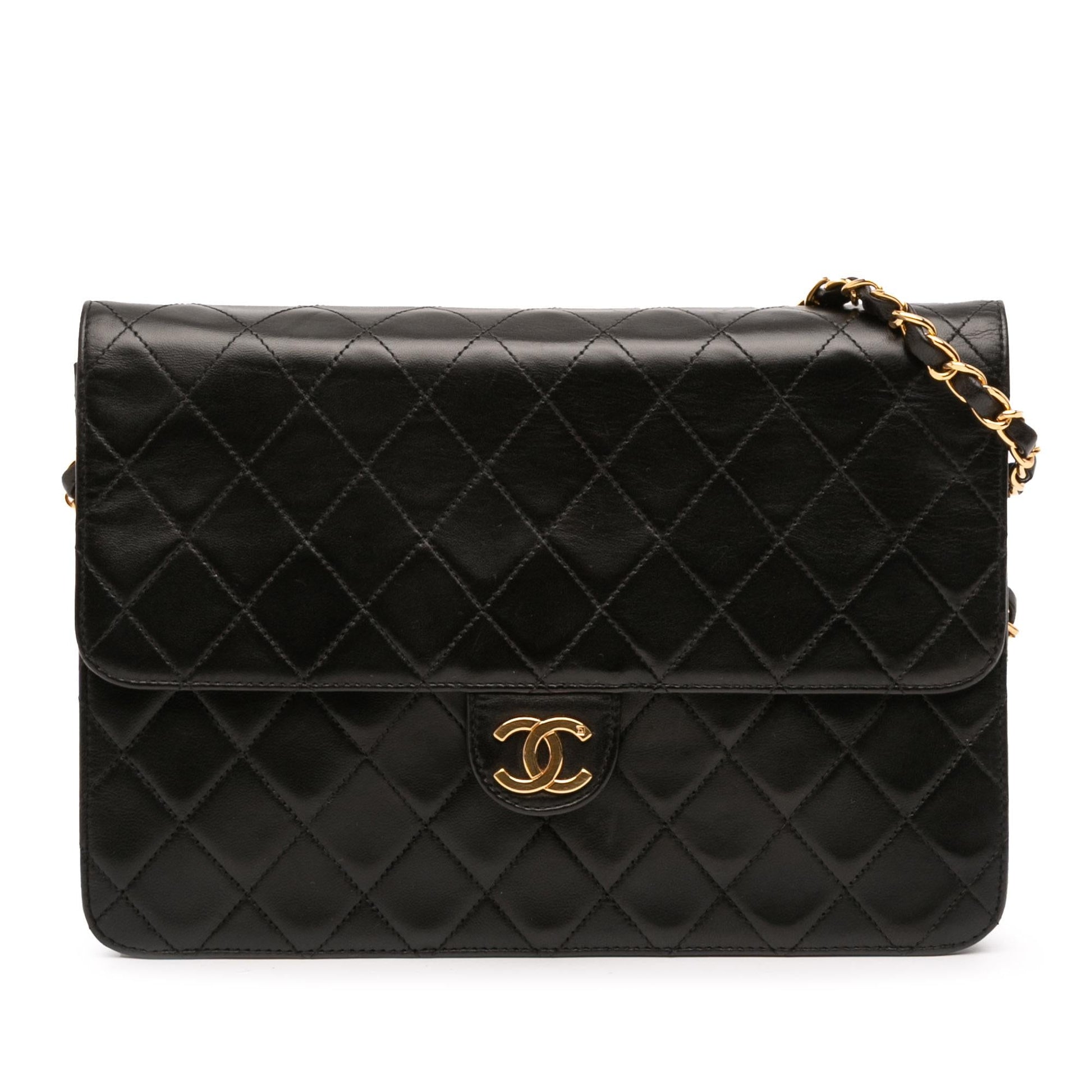 Chanel CC Quilted Lambskin Single Flap Handbag 4