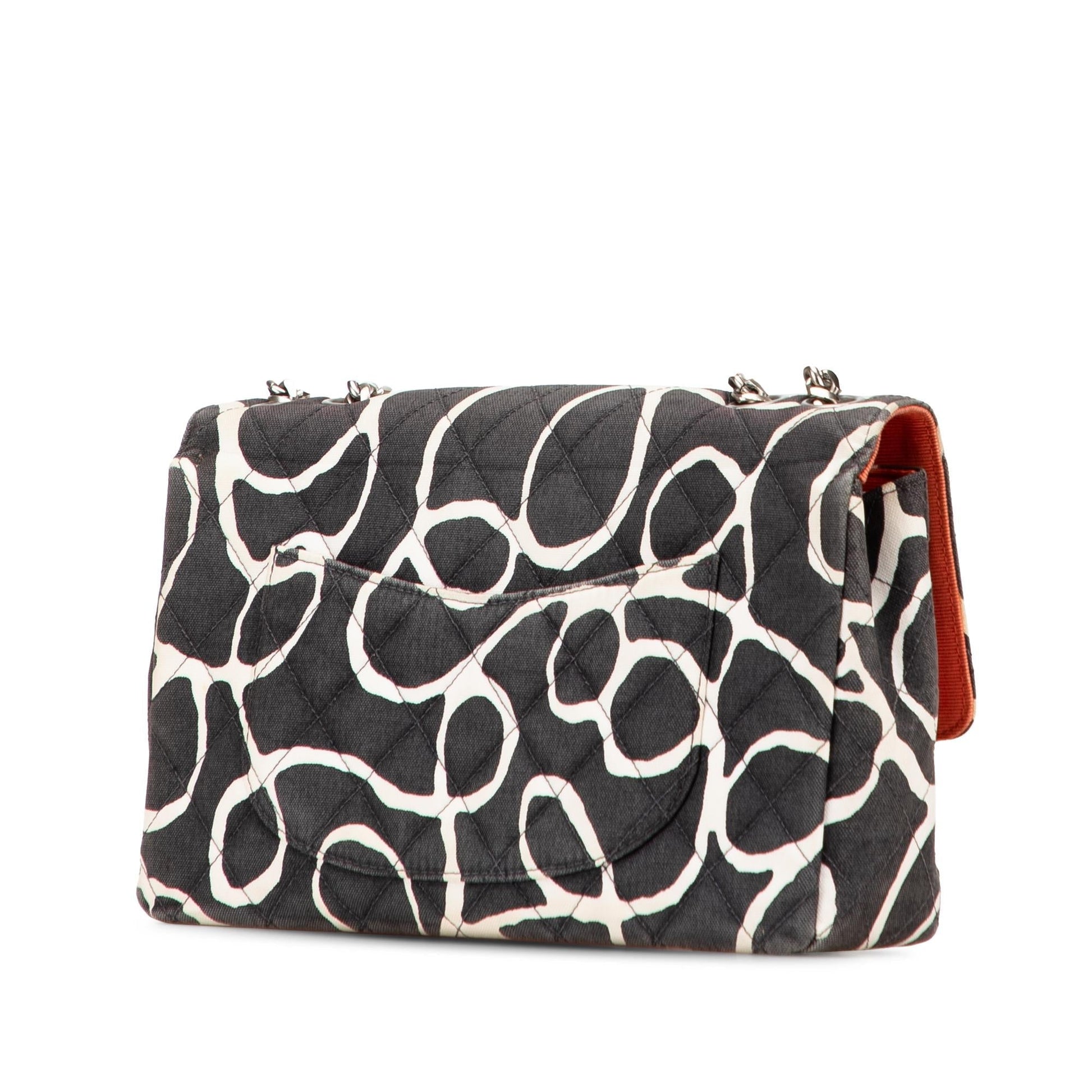 Chanel CC Quilted Printed Single Flap Canvas Handbag