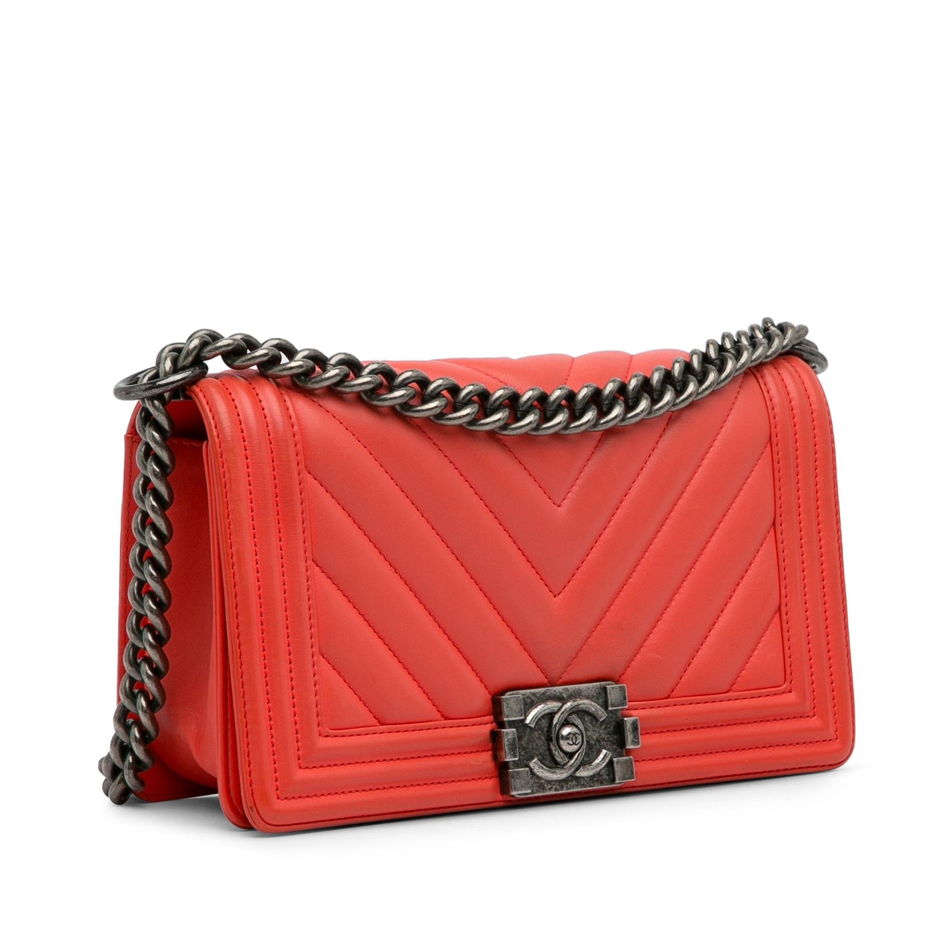 Chanel Calfskin Chevron Boy Flap Handbag Boy Flap