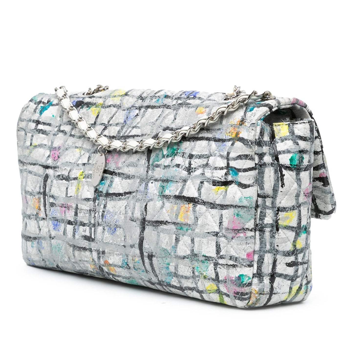 Chanel Calfskin Hand Painted Graffiti Flap Handbag