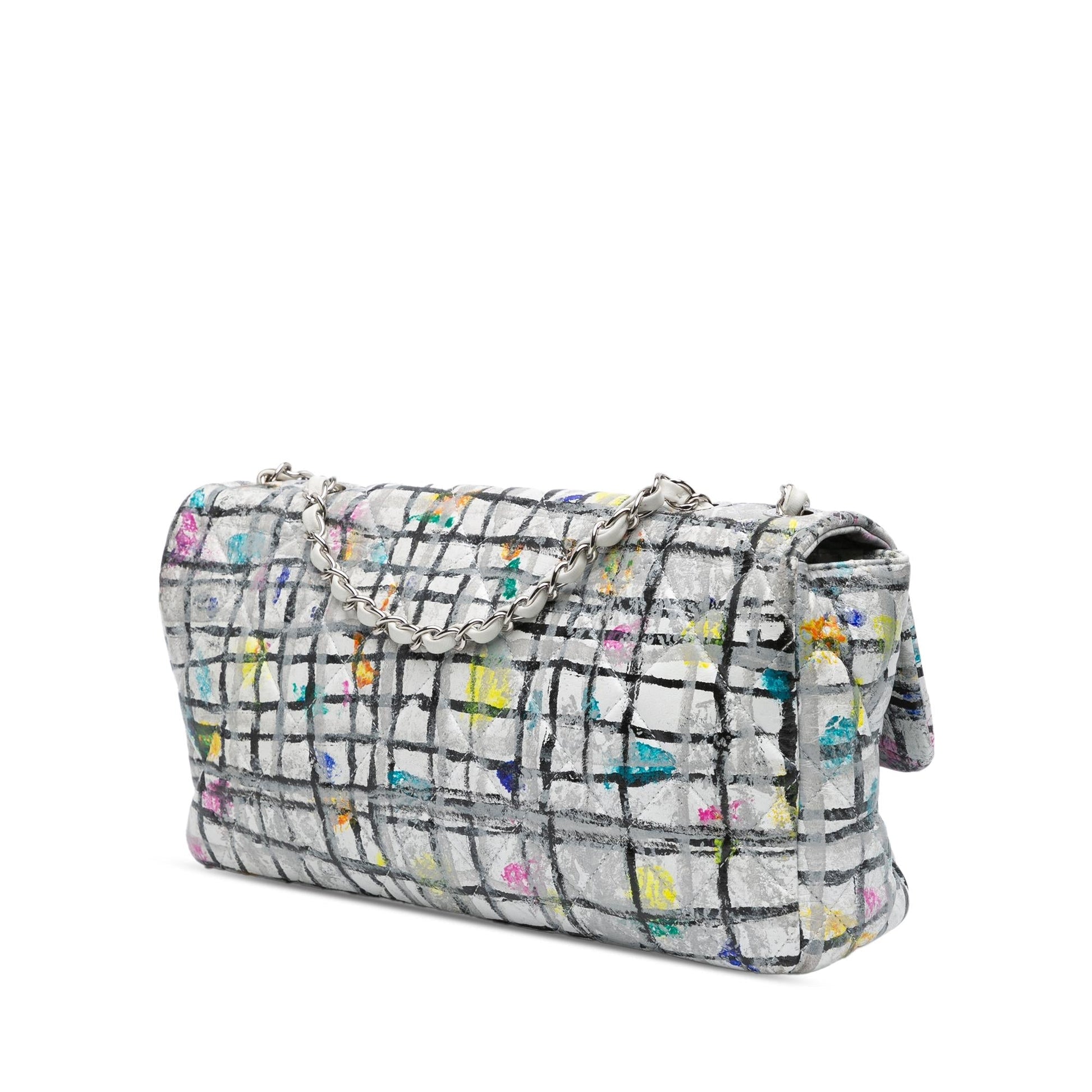 Chanel Calfskin Hand Painted Graffiti Flap Handbag