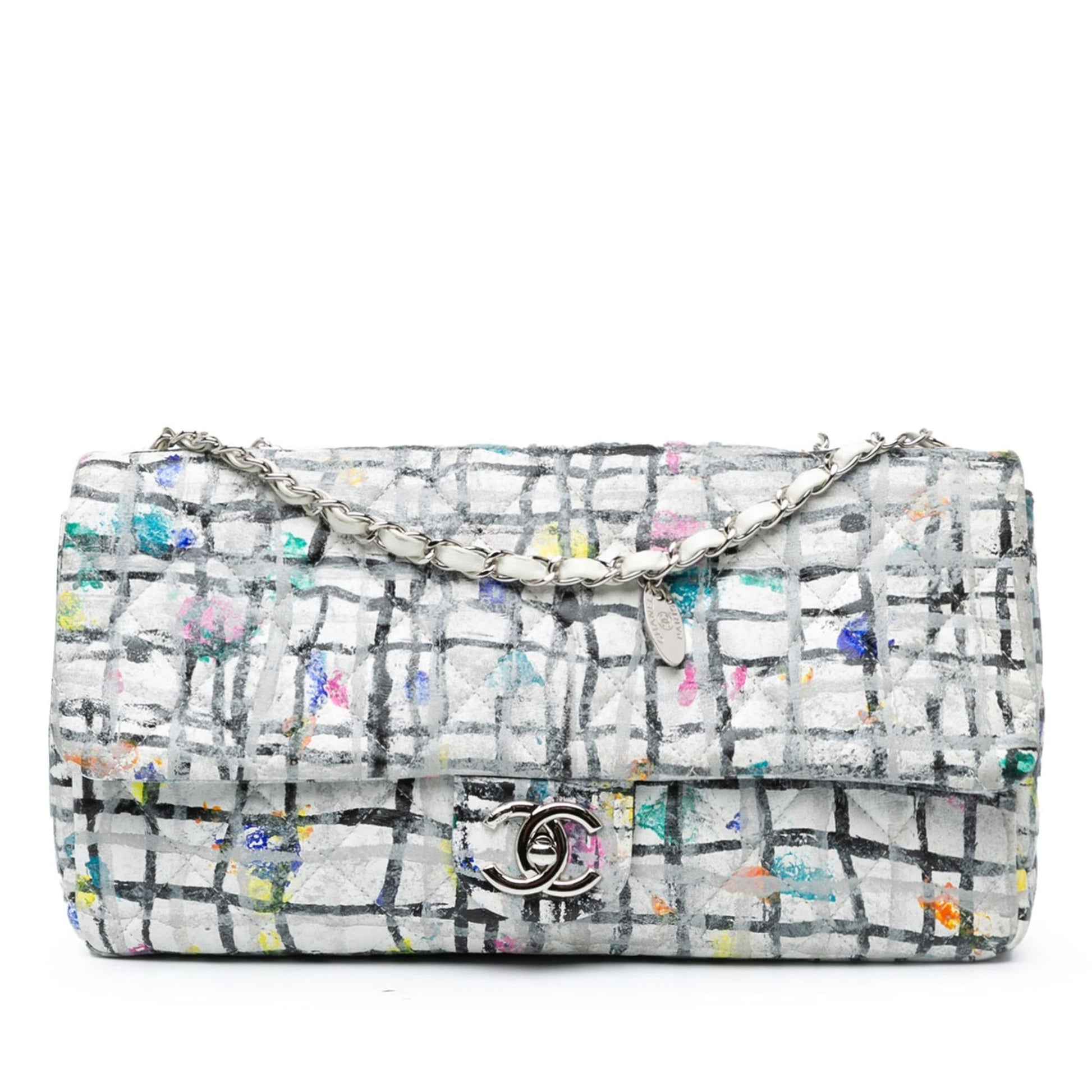 Chanel Calfskin Hand Painted Graffiti Flap Handbag Shg 0V23Qi